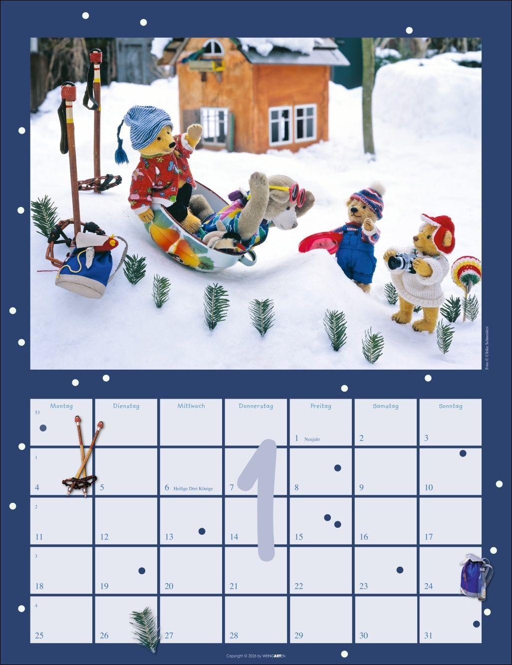 Beispielinhalt (Bild) Teddybären Kalender 2027