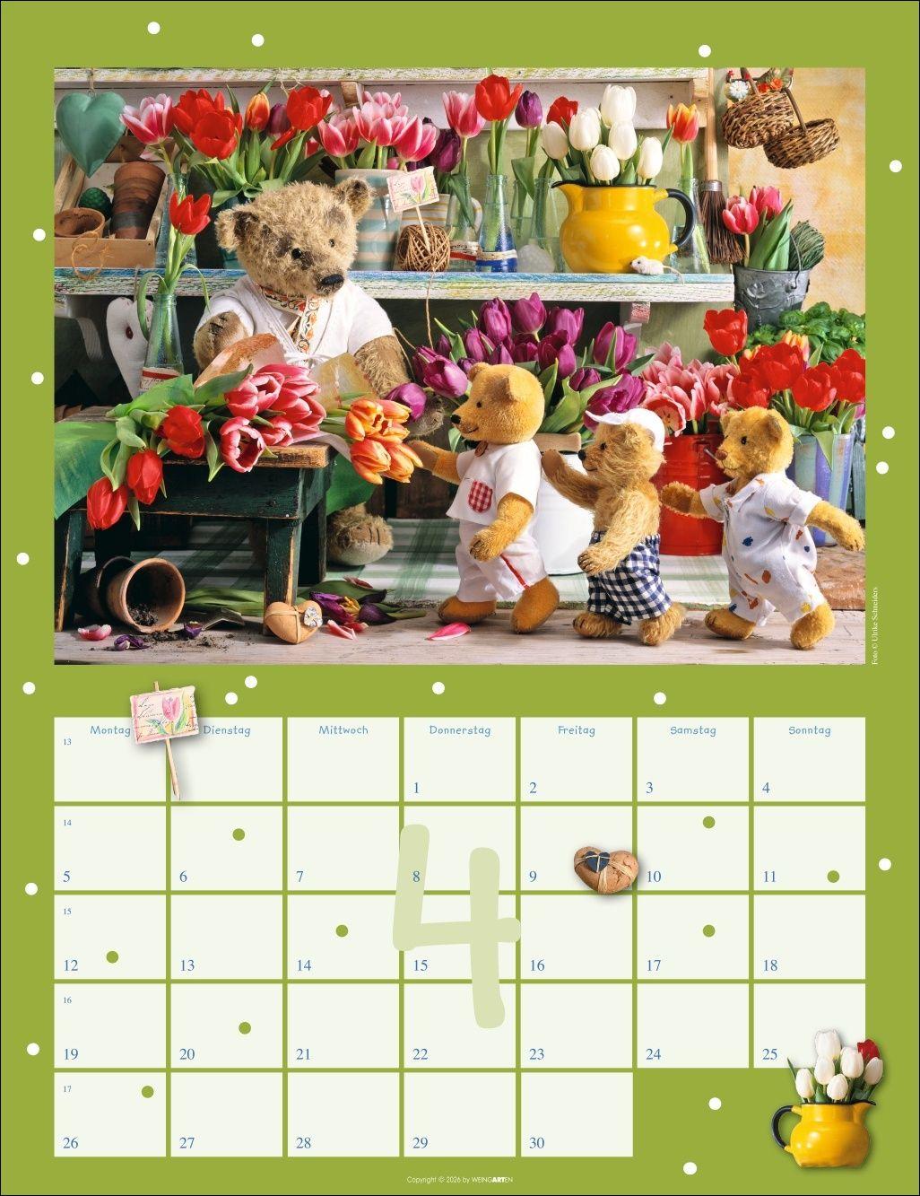 Beispielinhalt (Bild) Teddybären Kalender 2027
