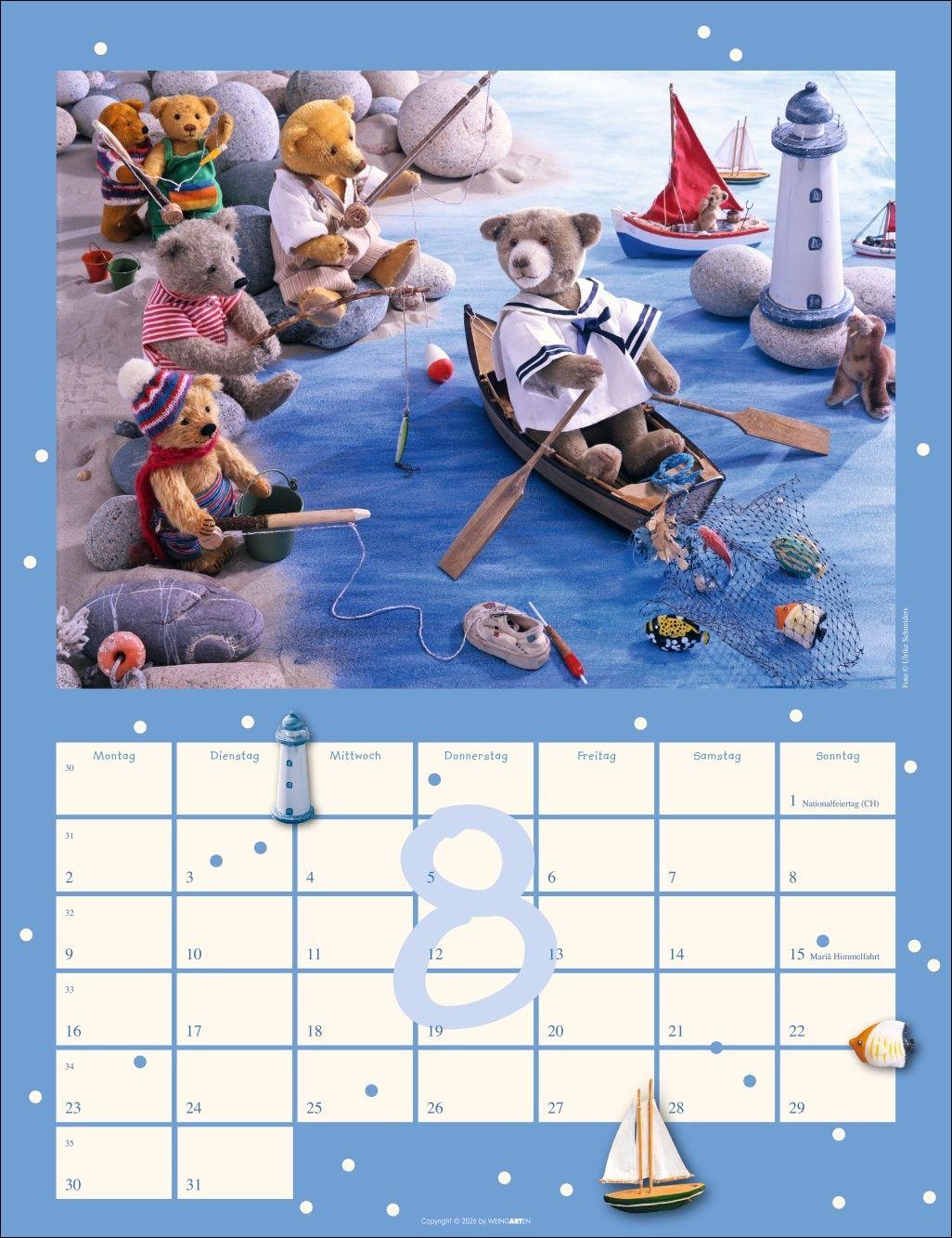 Beispielinhalt (Bild) Teddybären Kalender 2027