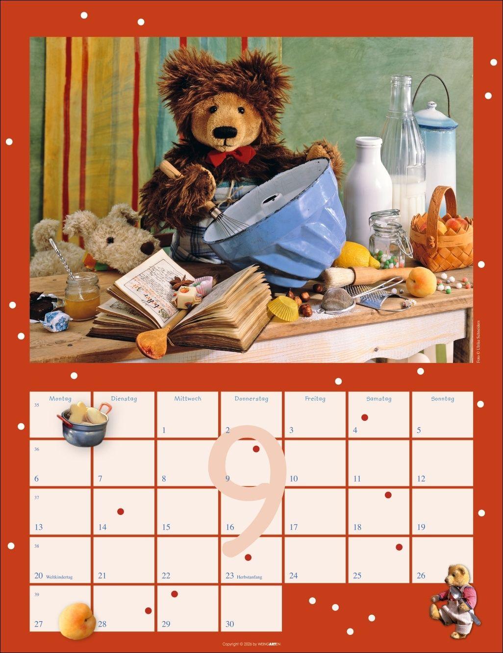 Beispielinhalt (Bild) Teddybären Kalender 2027