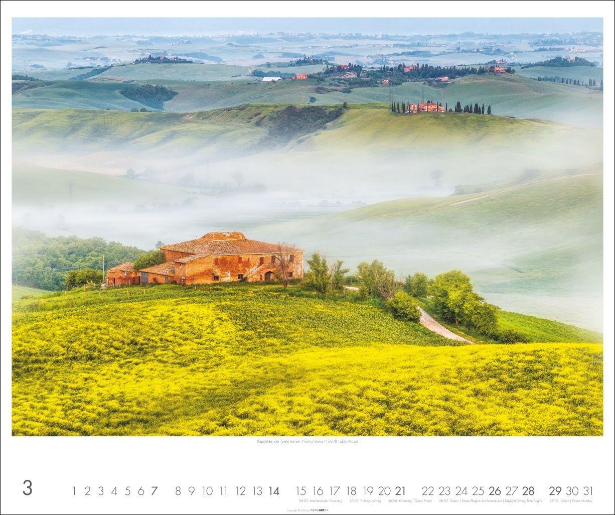 Beispielinhalt (Bild) Toskana Kalender 2027 - Zypressen und das Licht des Südens