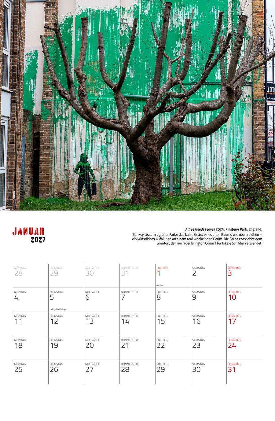 Beispielinhalt (Bild) Banksy 2027 Eintragkalender