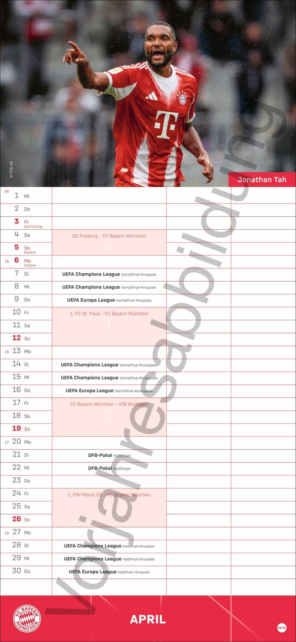 Beispielinhalt (Bild) FC Bayern München Fanplaner 2027
