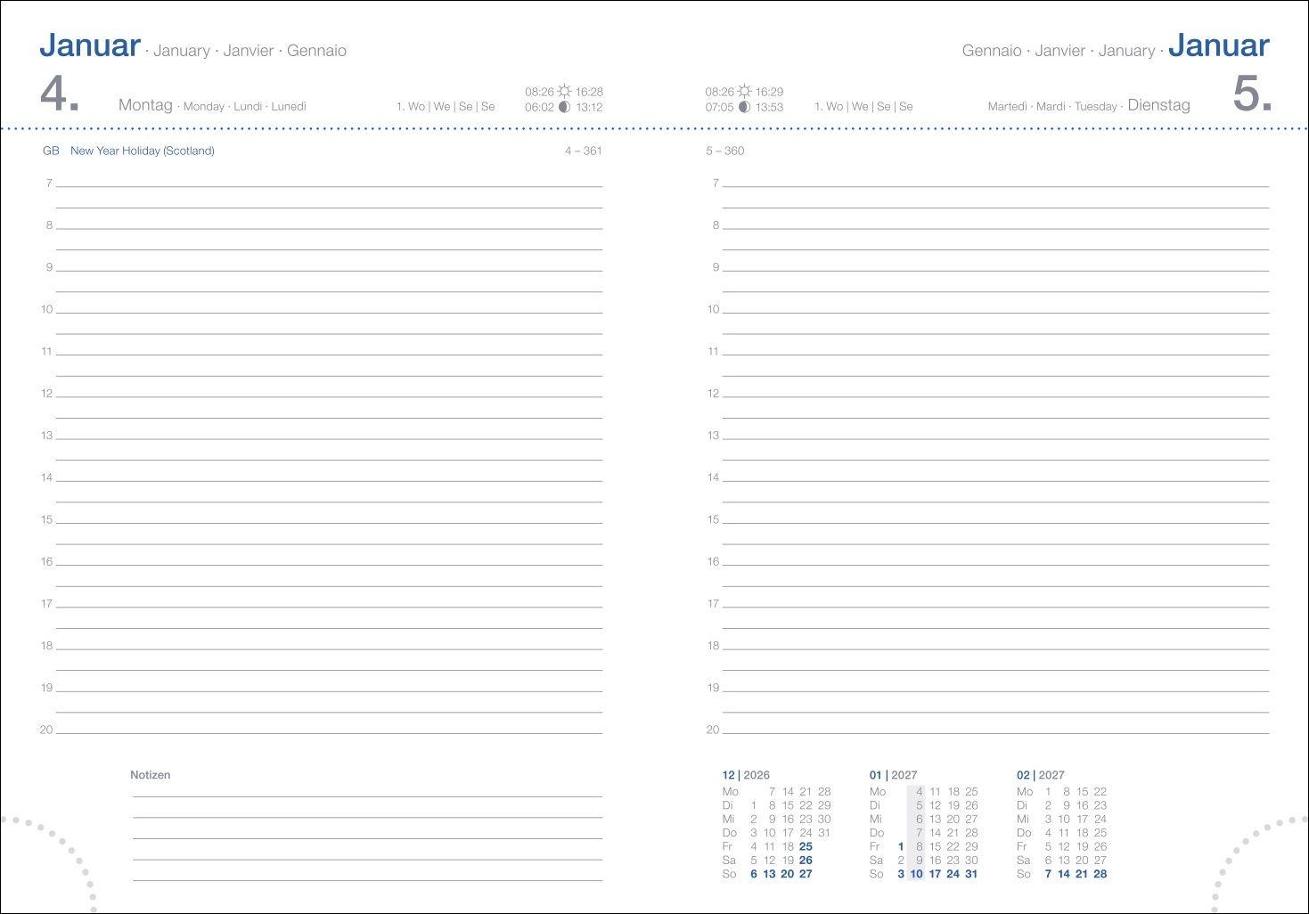 Beispielinhalt (Bild) Tages-Cheftimer A6, petrol 2027