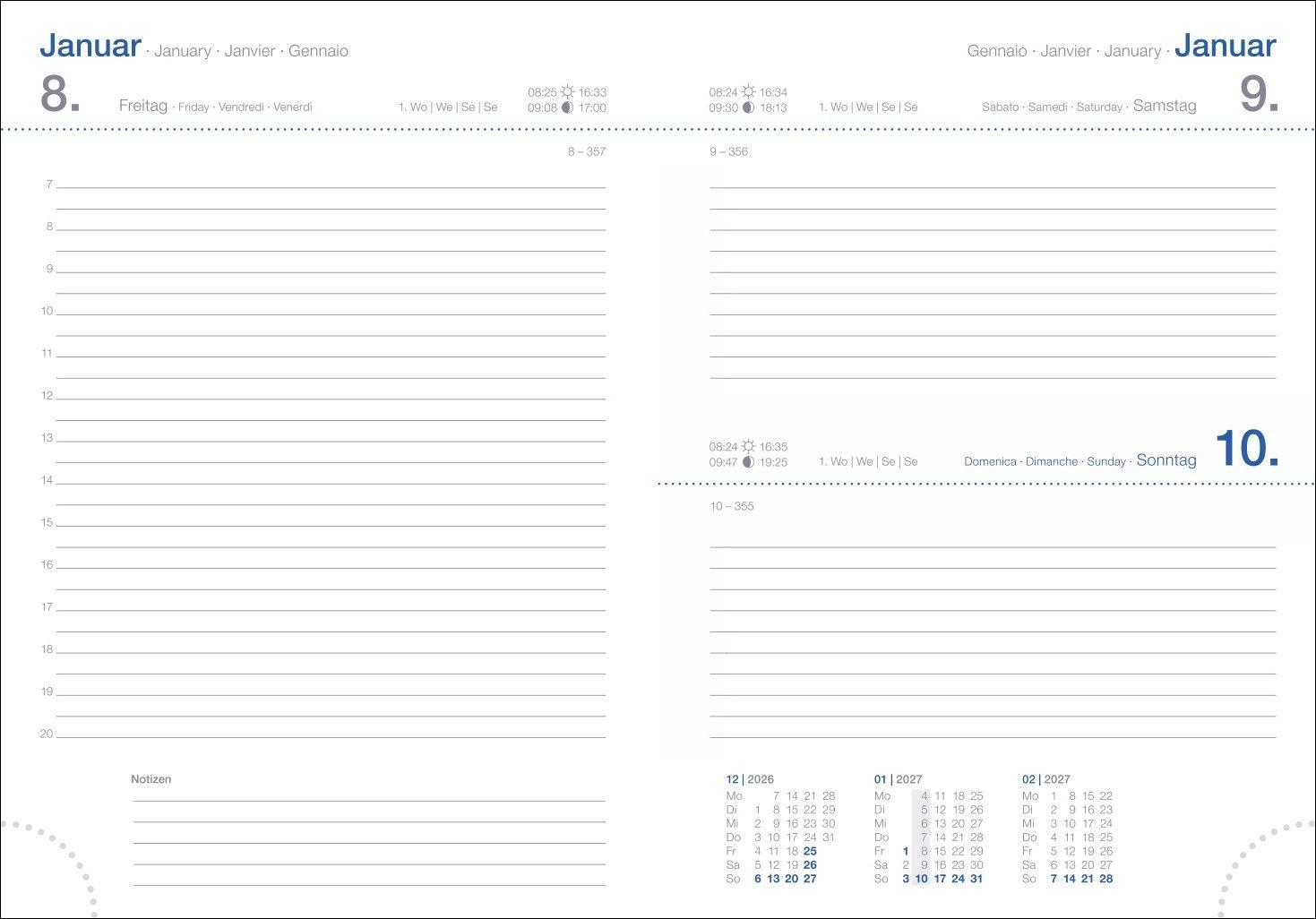 Beispielinhalt (Bild) Tages-Cheftimer A6, petrol 2027
