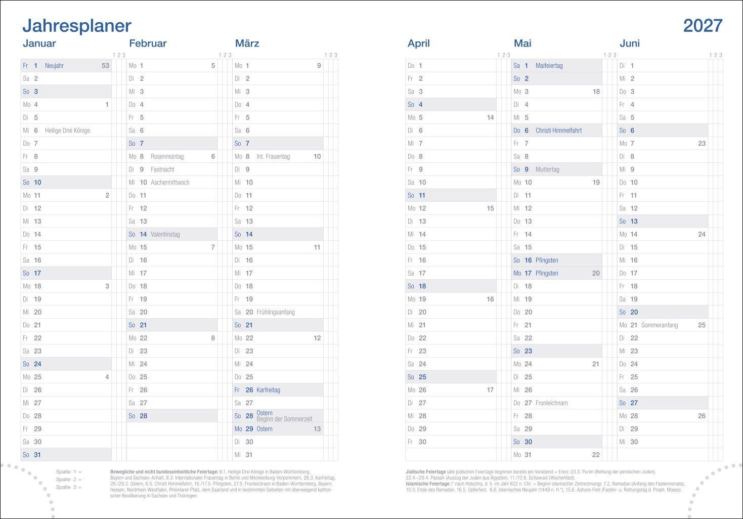 Beispielinhalt (Bild) Tages-Cheftimer A6, petrol 2027