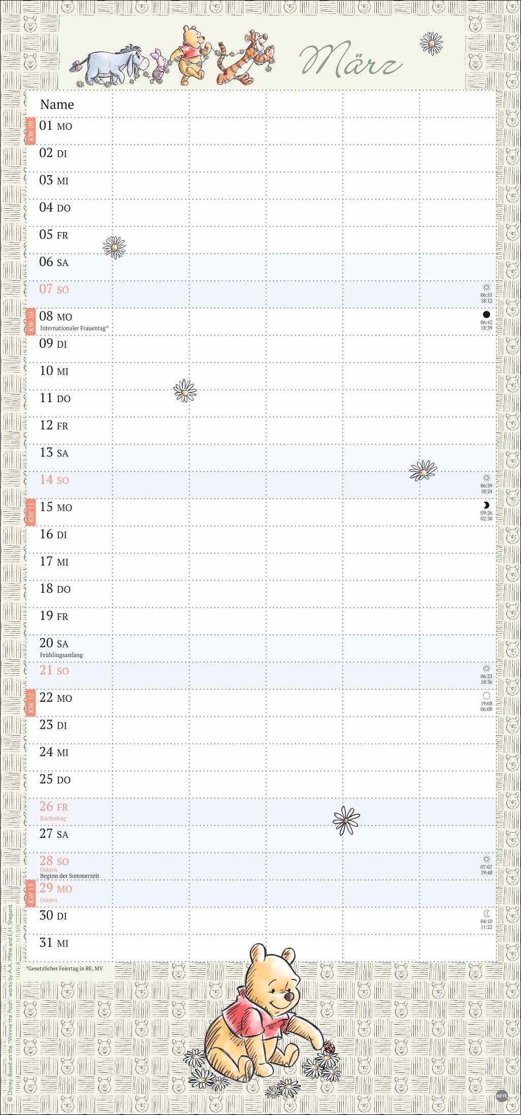 Beispielinhalt (Bild) Winnie Puuh Familienplaner 2027