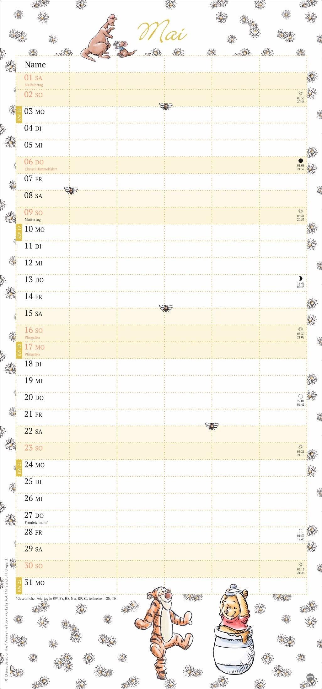 Beispielinhalt (Bild) Winnie Puuh Familienplaner 2027