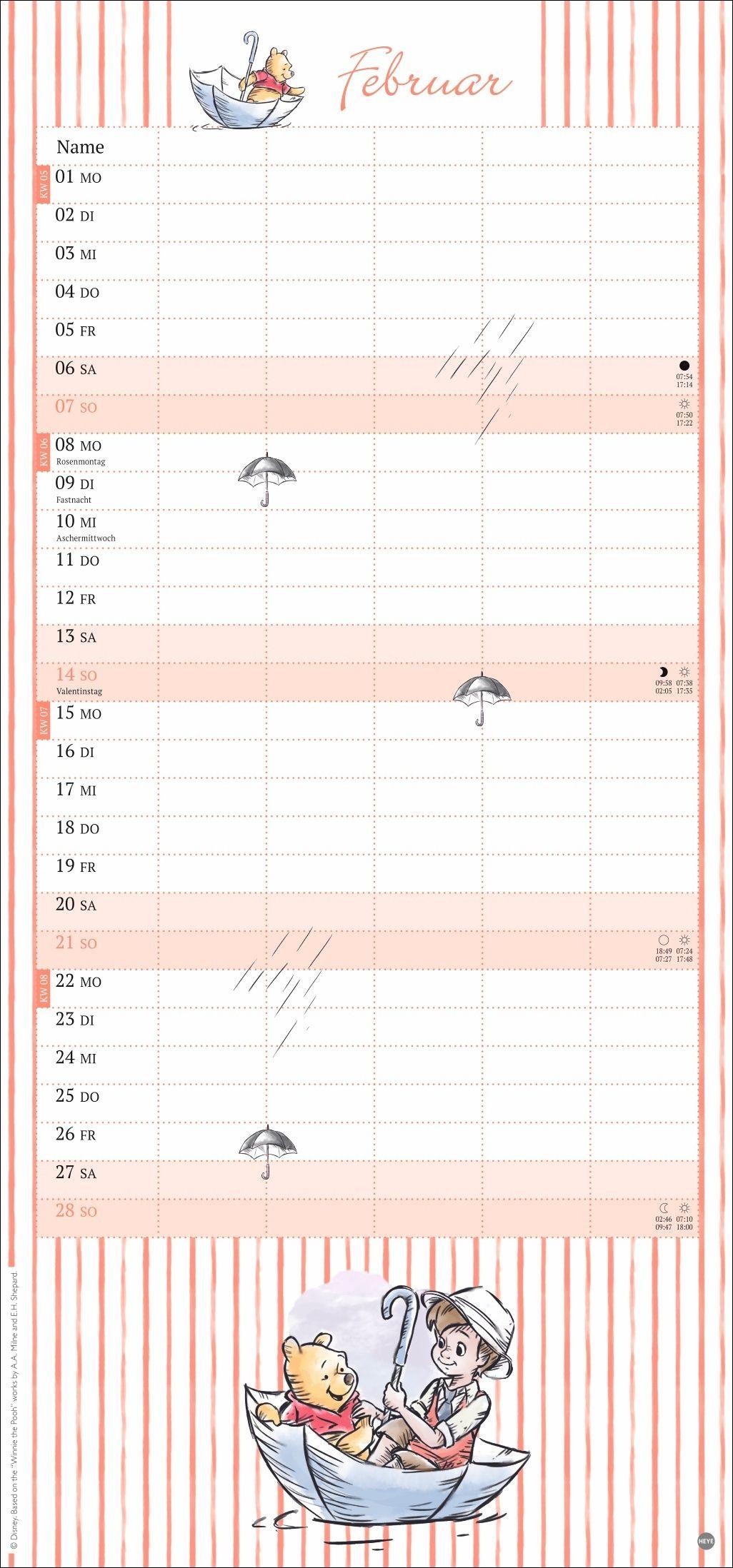 Beispielinhalt (Bild) Winnie Puuh Familienplaner 2027