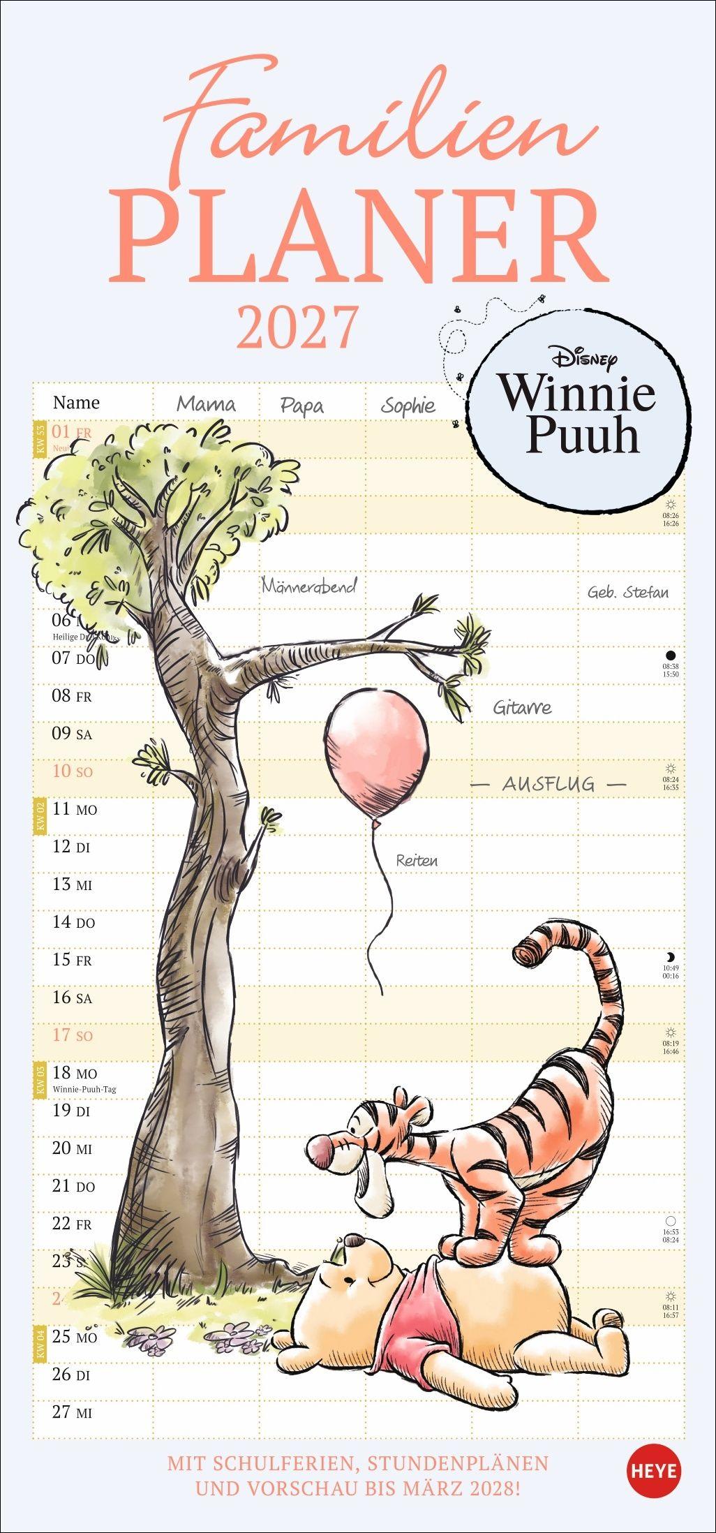 Vorderes Coverbild Winnie Puuh Familienplaner 2027