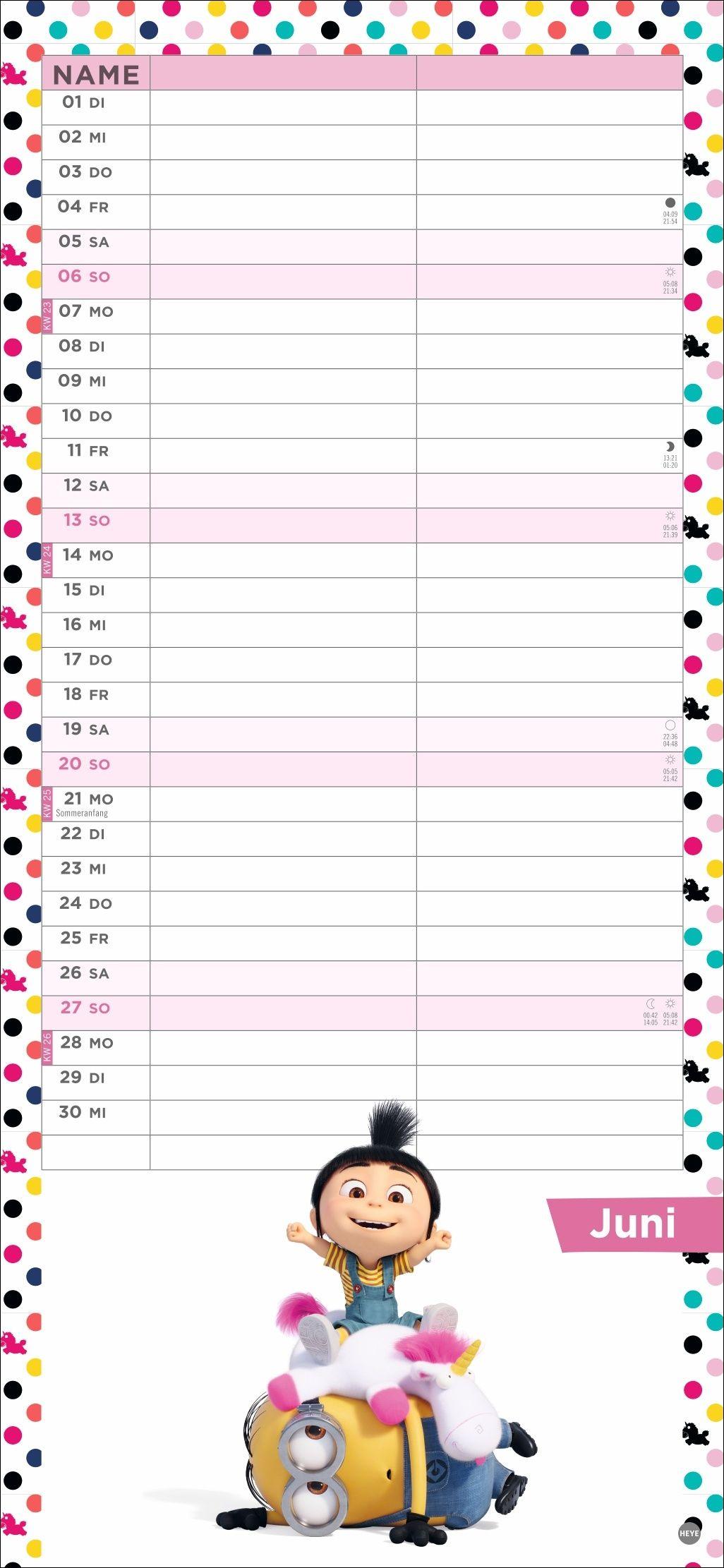 Beispielinhalt (Bild) Minions Planer für zwei 2027