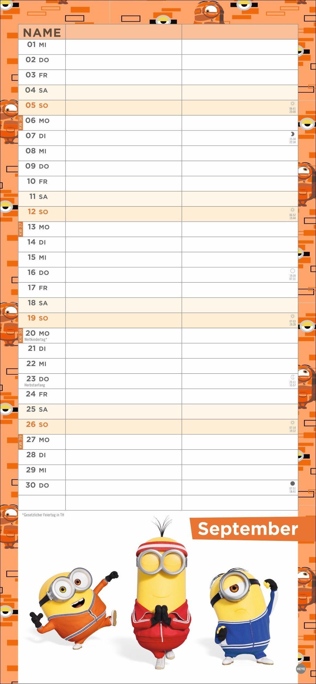 Beispielinhalt (Bild) Minions Planer für zwei 2027