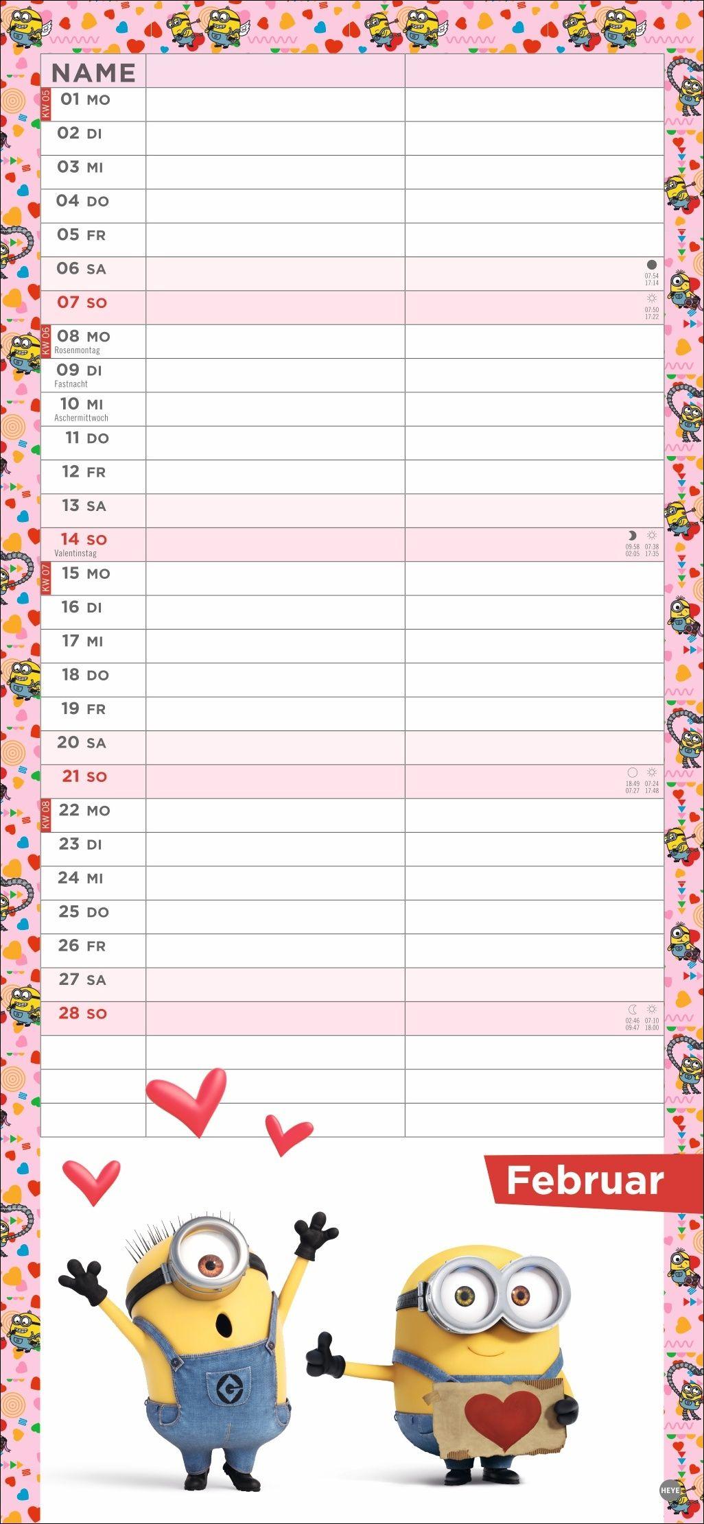 Beispielinhalt (Bild) Minions Planer für zwei 2027