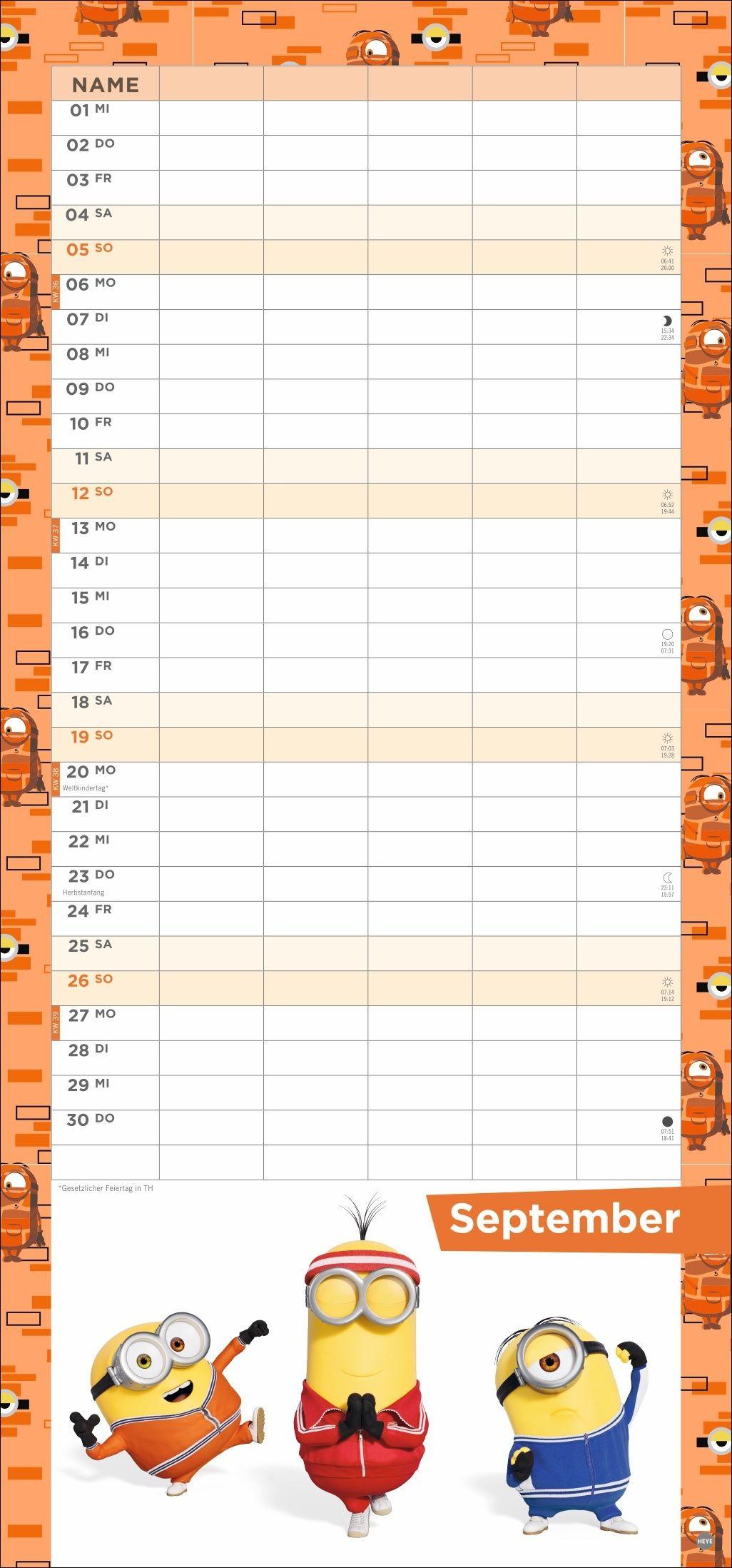 Beispielinhalt (Bild) Minions Familienplaner 2027