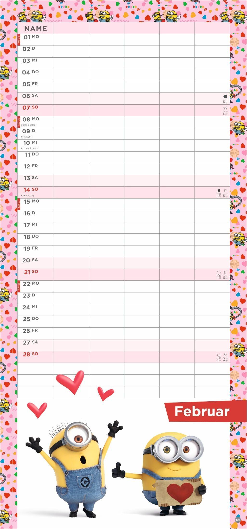 Beispielinhalt (Bild) Minions Familienplaner 2027
