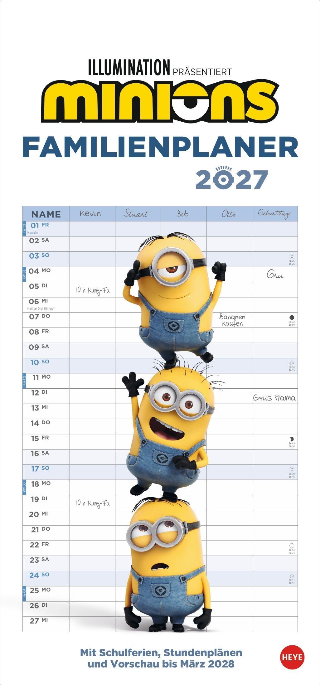 Vorderes Coverbild Minions Familienplaner 2027