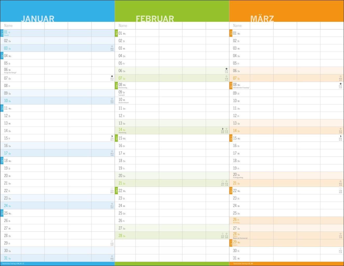 Beispielinhalt (Bild) 3-Monats-Familienplaner 2027