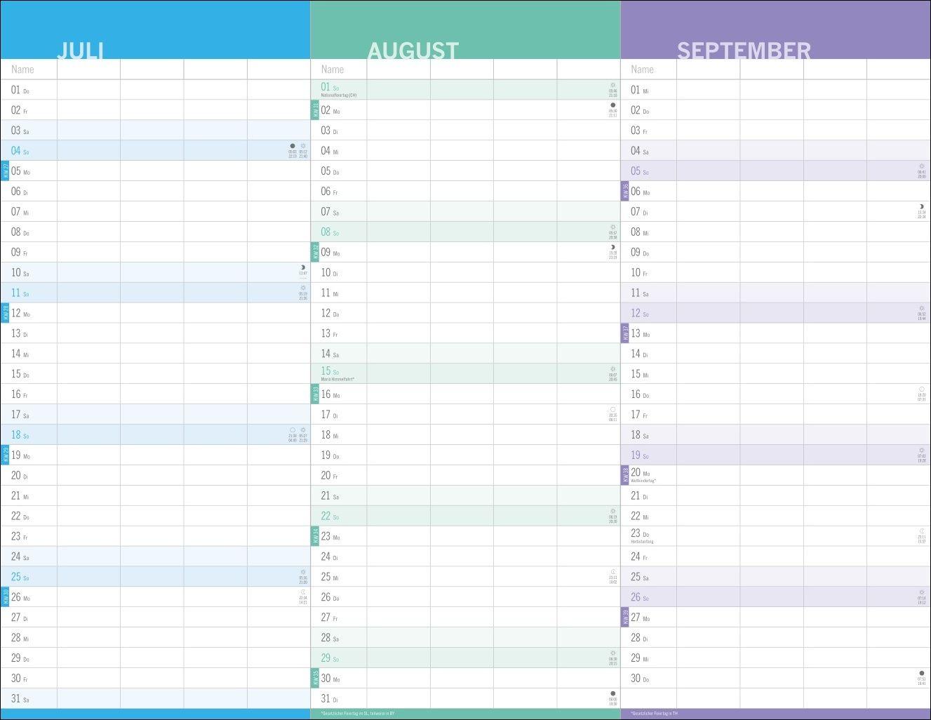 Beispielinhalt (Bild) 3-Monats-Familienplaner 2027