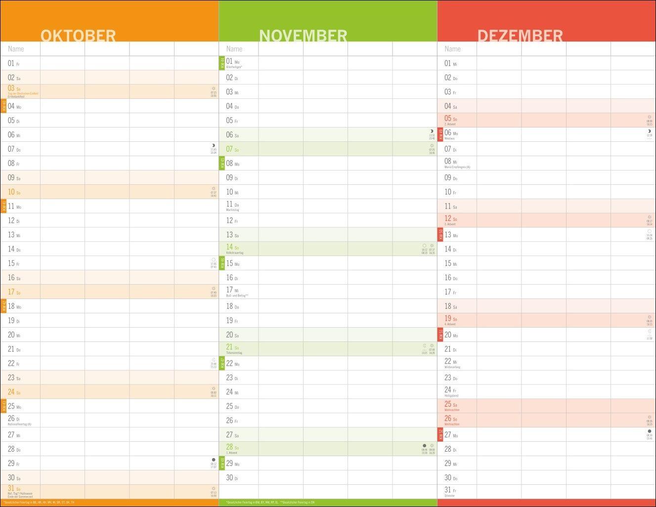 Beispielinhalt (Bild) 3-Monats-Familienplaner 2027