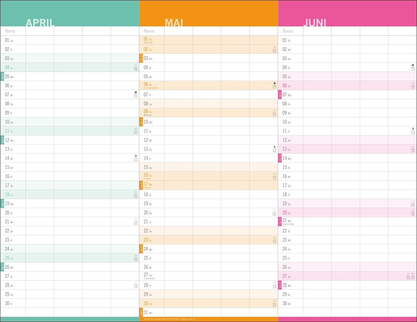 Beispielinhalt (Bild) 3-Monats-Familienplaner 2027