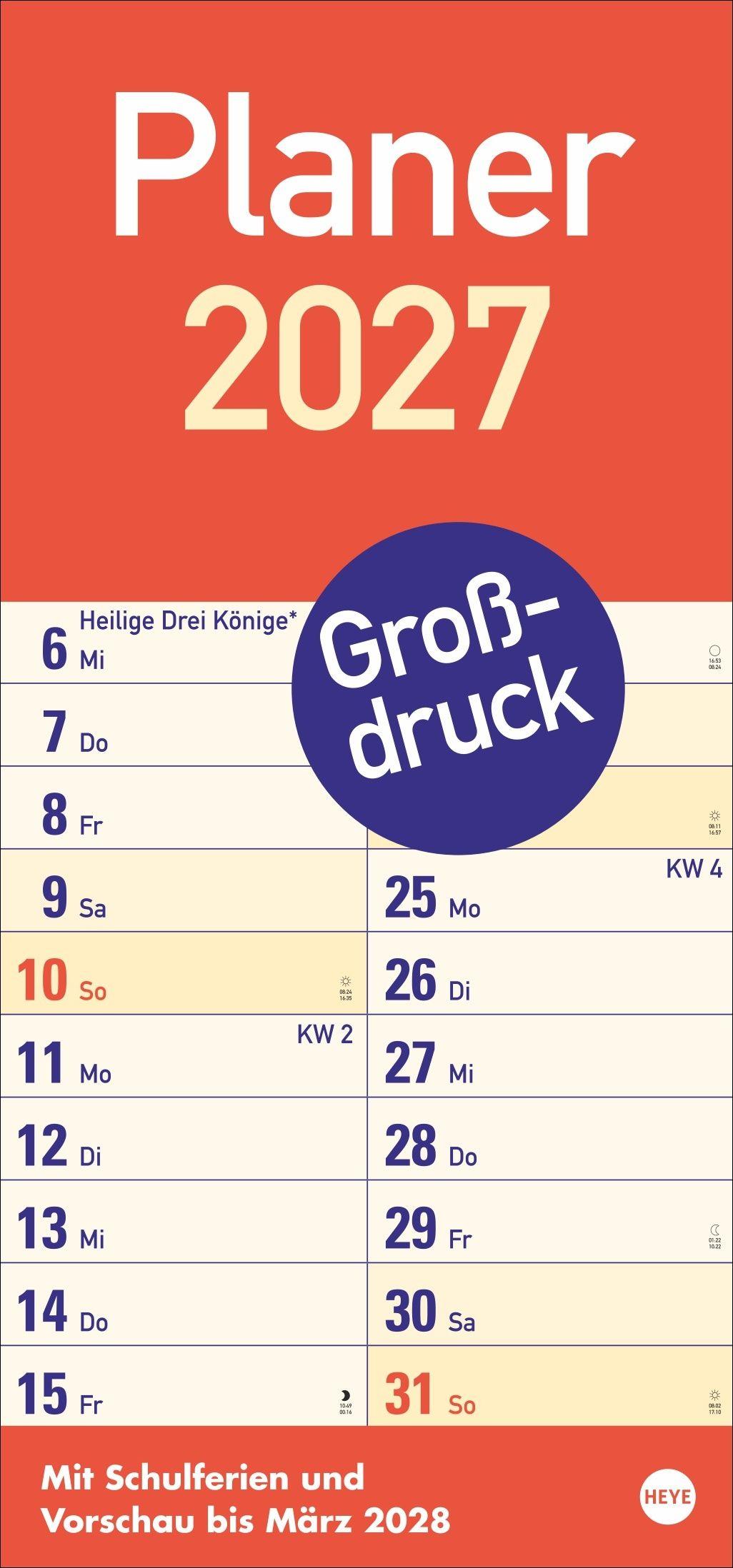 Vorderes Coverbild Großdruck Planer 2027