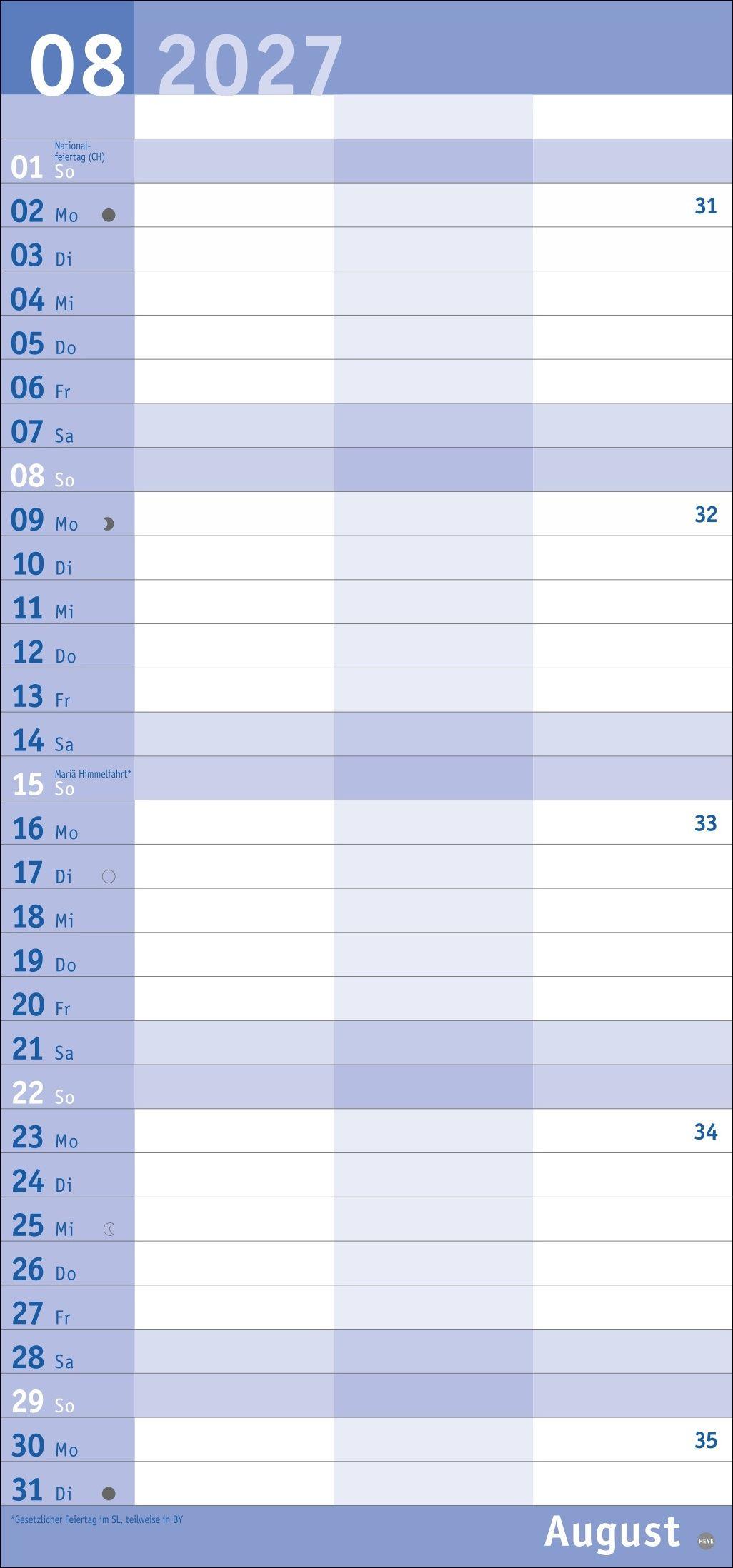 Beispielinhalt (Bild) Basic Planer für zwei 2027