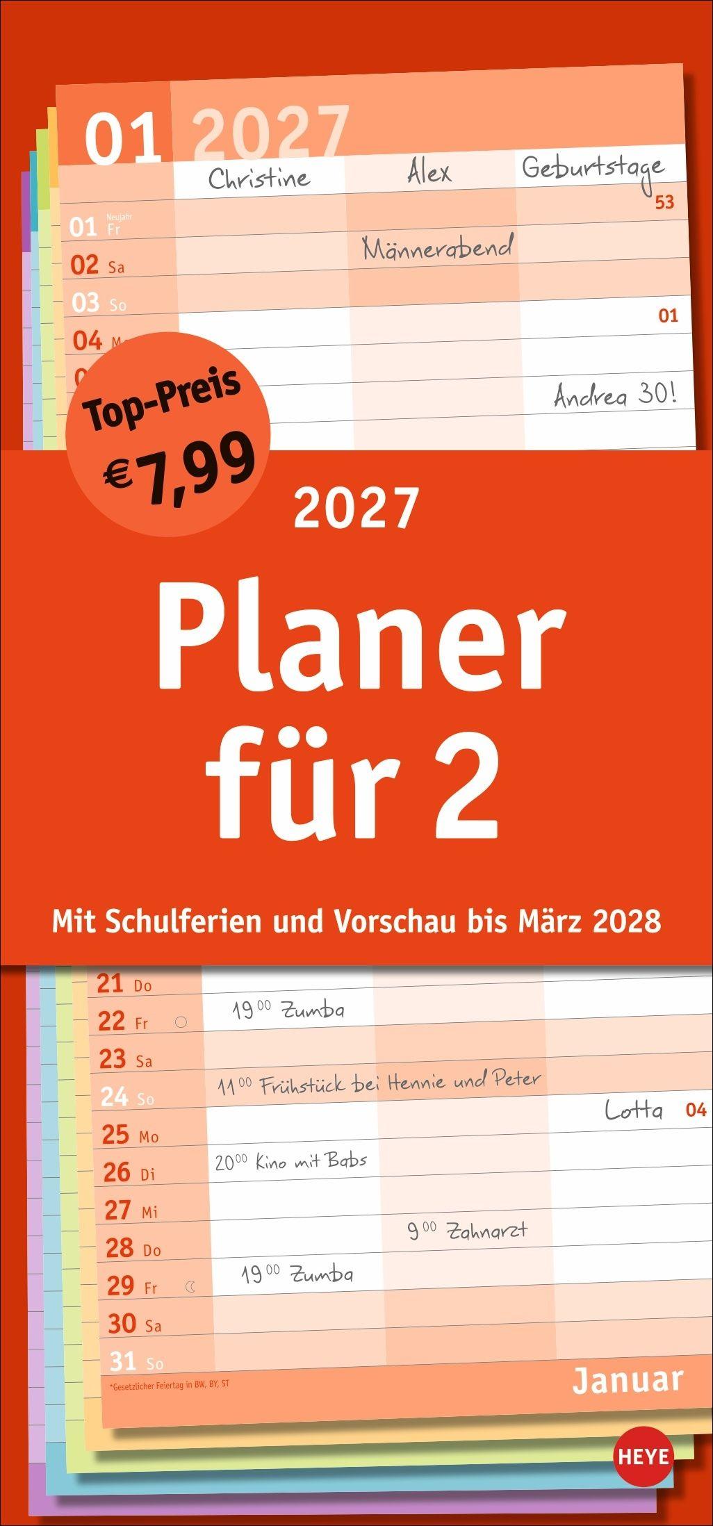 Vorderes Coverbild Basic Planer für zwei 2027
