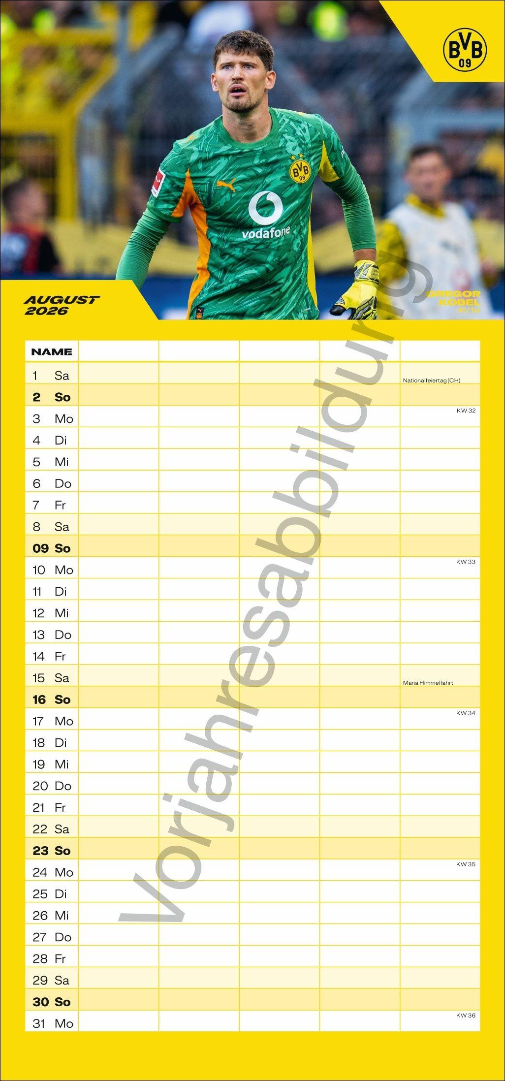 Beispielinhalt (Bild) BVB Familienplaner 2027