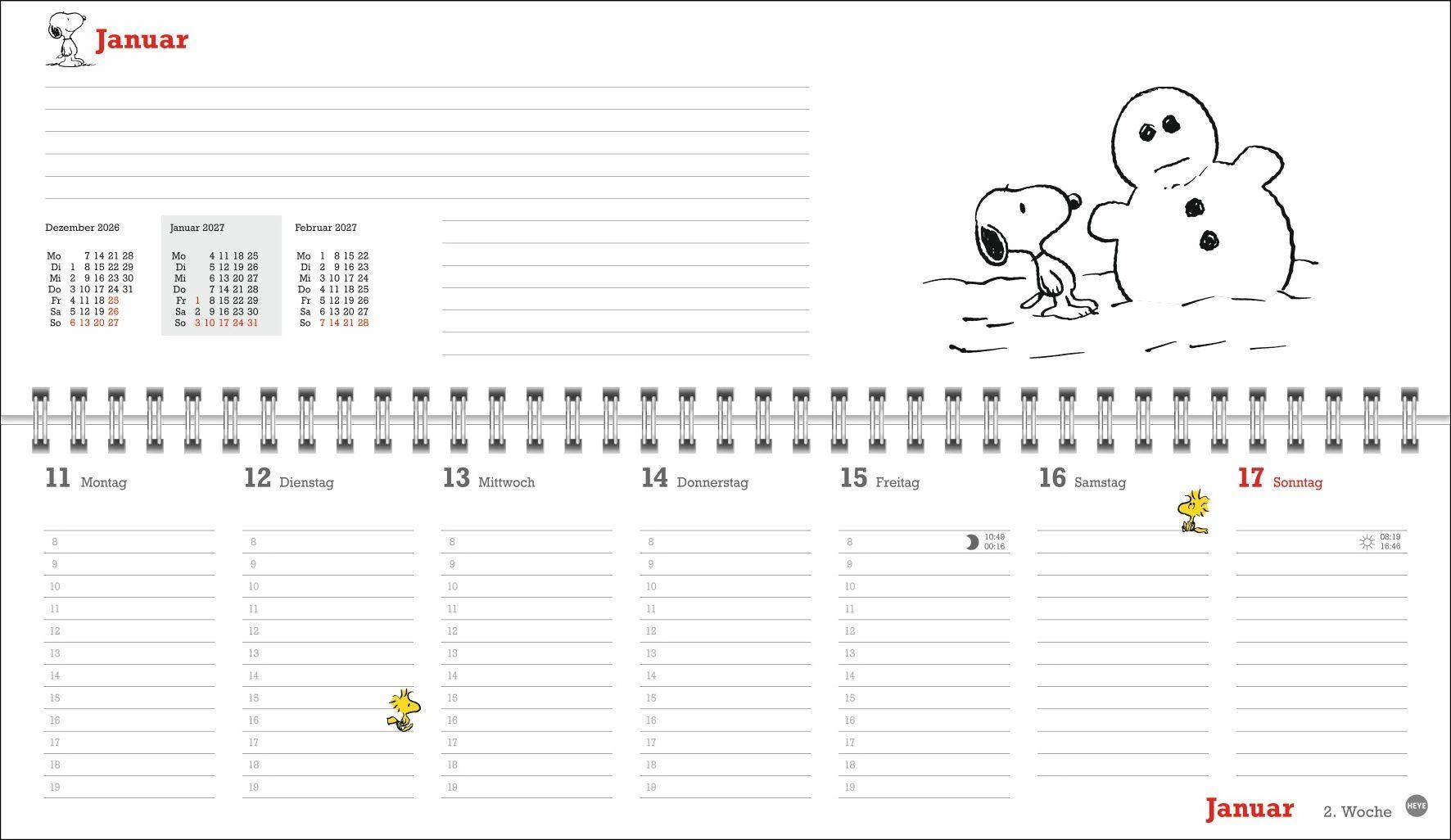 Beispielinhalt (Bild) Peanuts Wochenquerplaner 2027