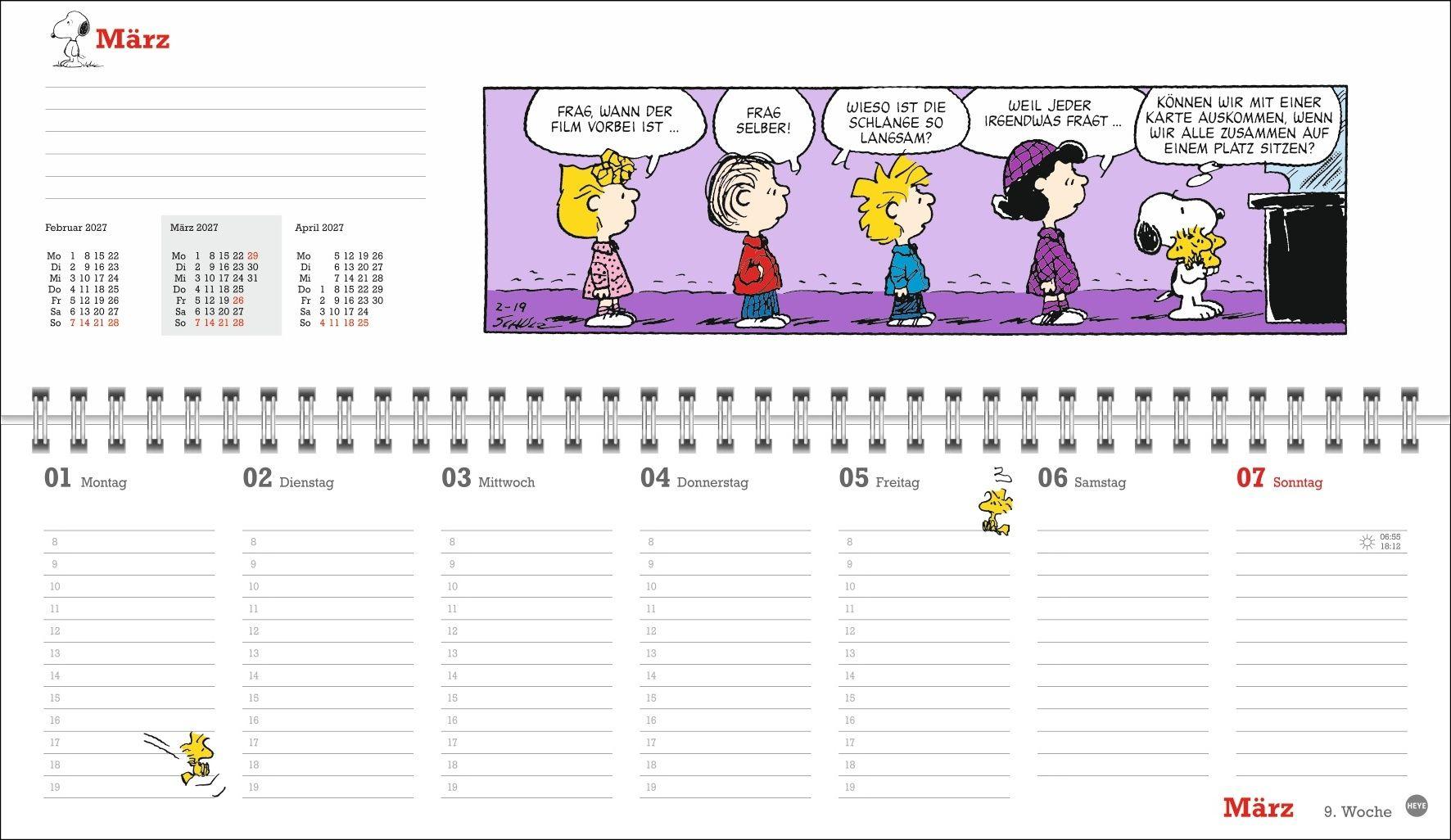 Beispielinhalt (Bild) Peanuts Wochenquerplaner 2027