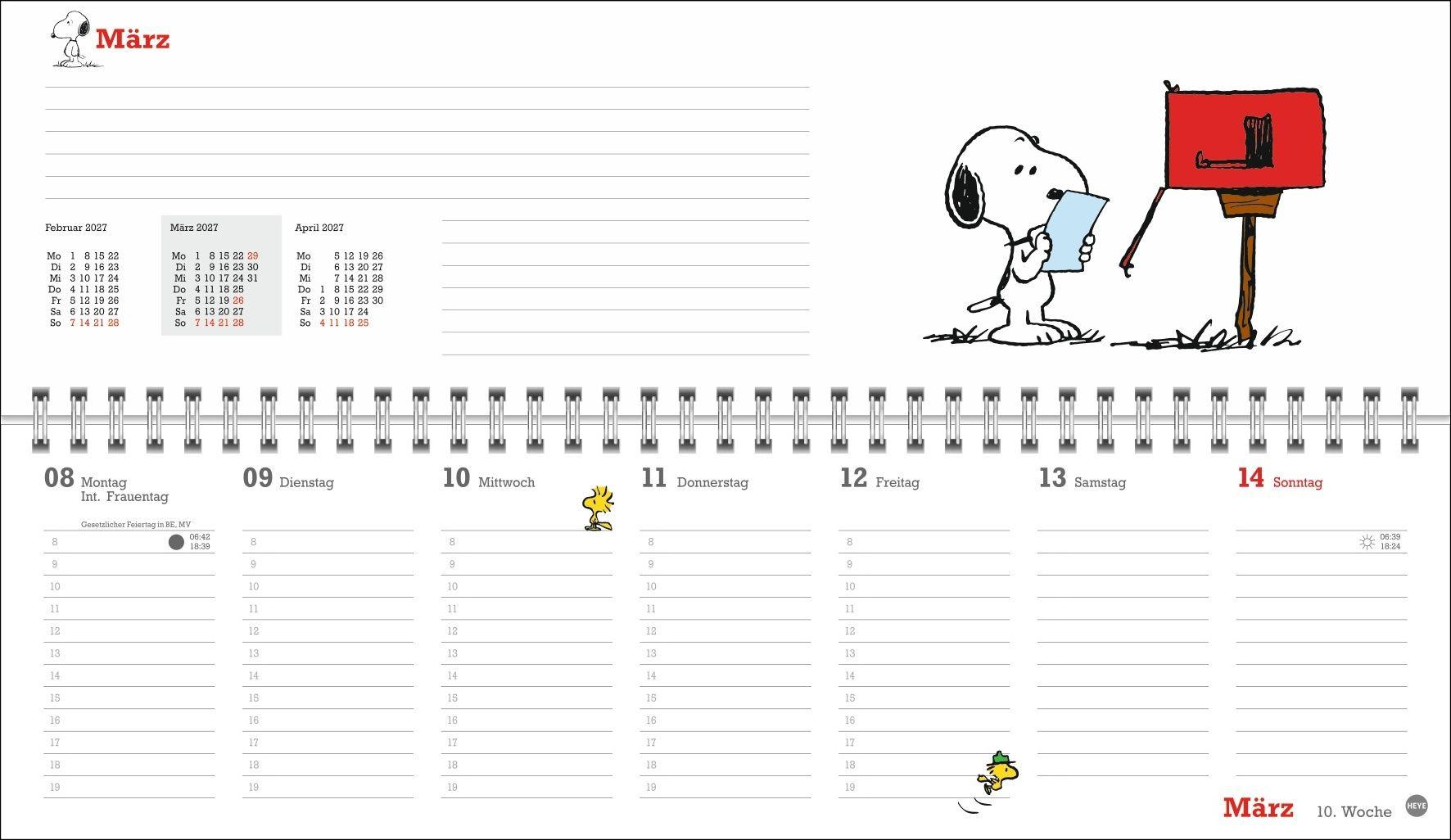 Beispielinhalt (Bild) Peanuts Wochenquerplaner 2027