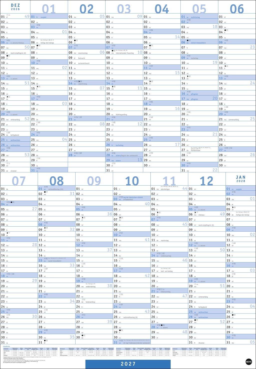 Beispielinhalt (Bild) Mega-Posterplaner, blau 2027