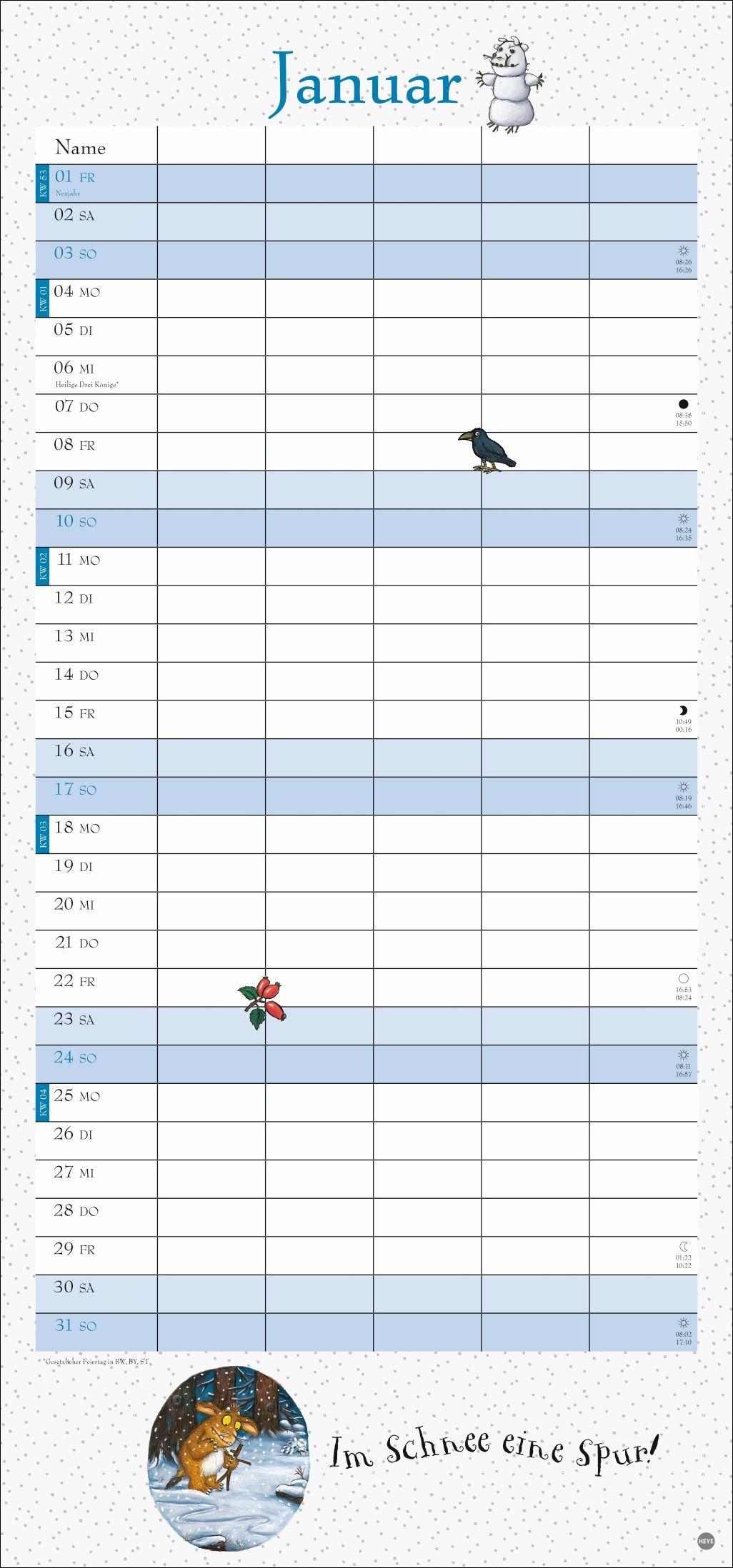 Beispielinhalt (Bild) Der Grüffelo Familienplaner 2027