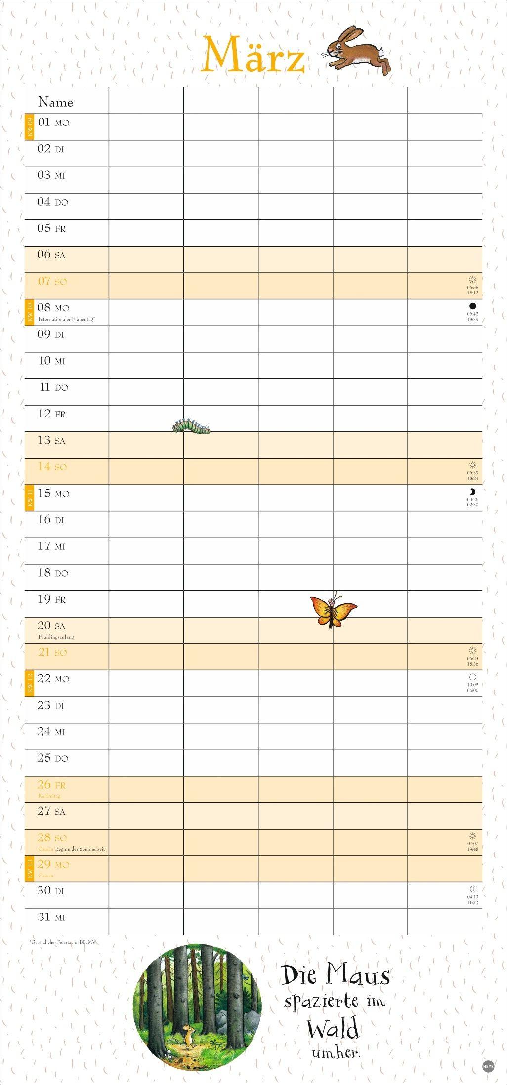 Beispielinhalt (Bild) Der Grüffelo Familienplaner 2027