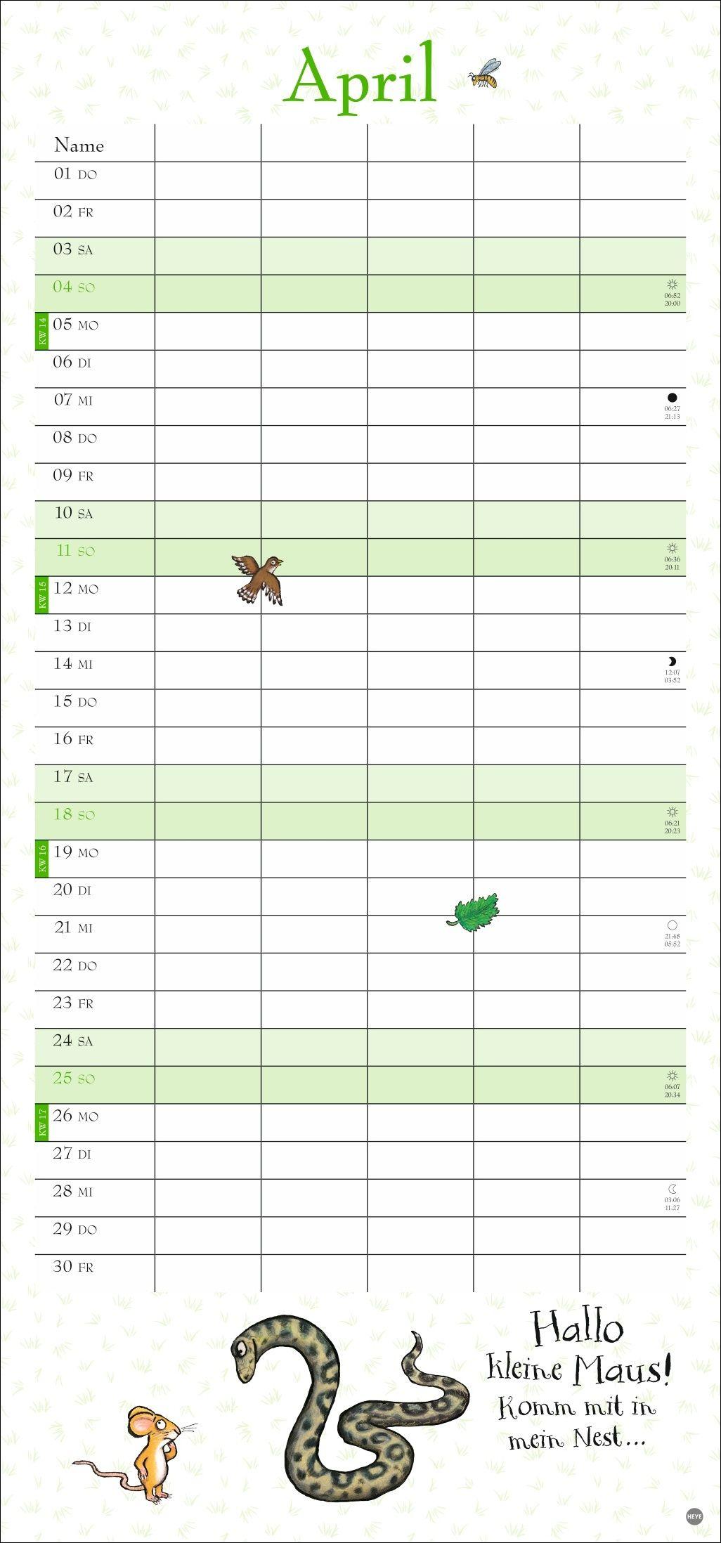 Beispielinhalt (Bild) Der Grüffelo Familienplaner 2027