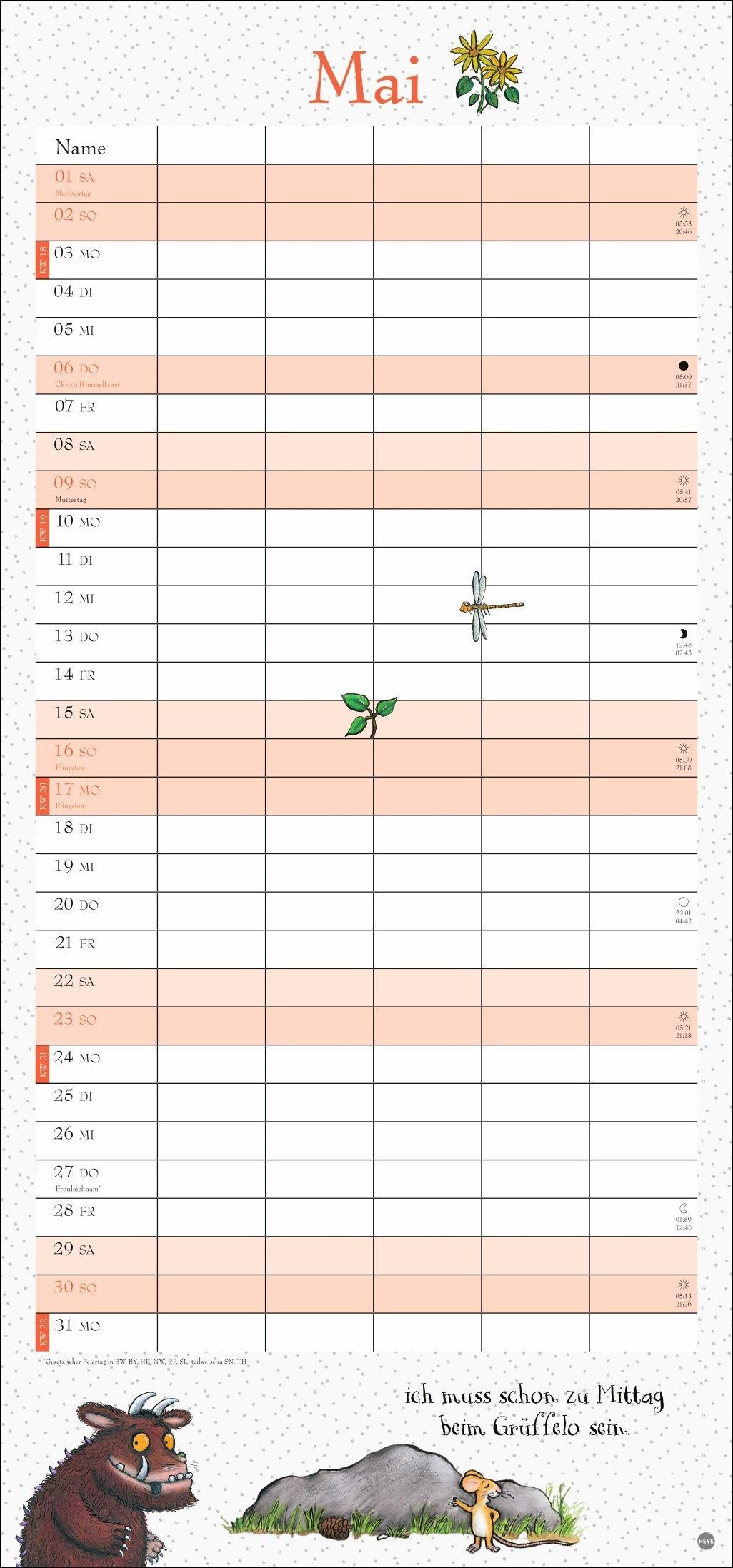 Beispielinhalt (Bild) Der Grüffelo Familienplaner 2027