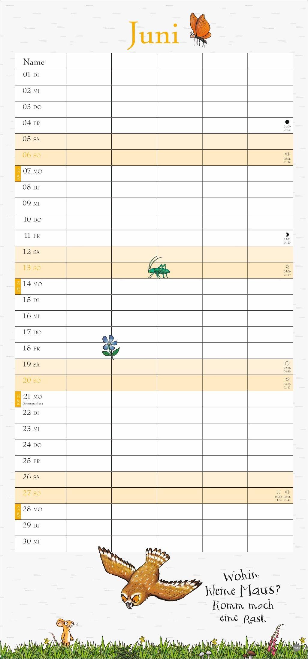 Beispielinhalt (Bild) Der Grüffelo Familienplaner 2027