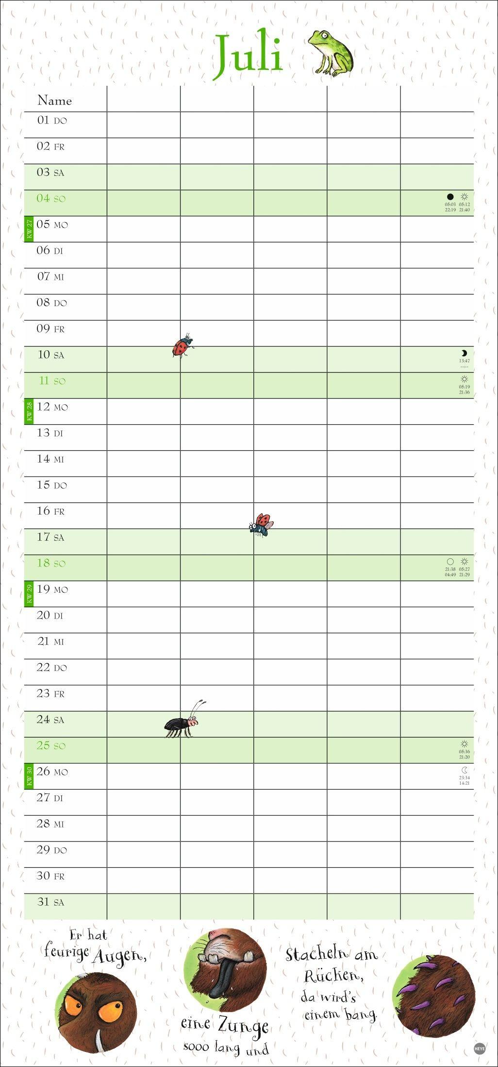 Beispielinhalt (Bild) Der Grüffelo Familienplaner 2027