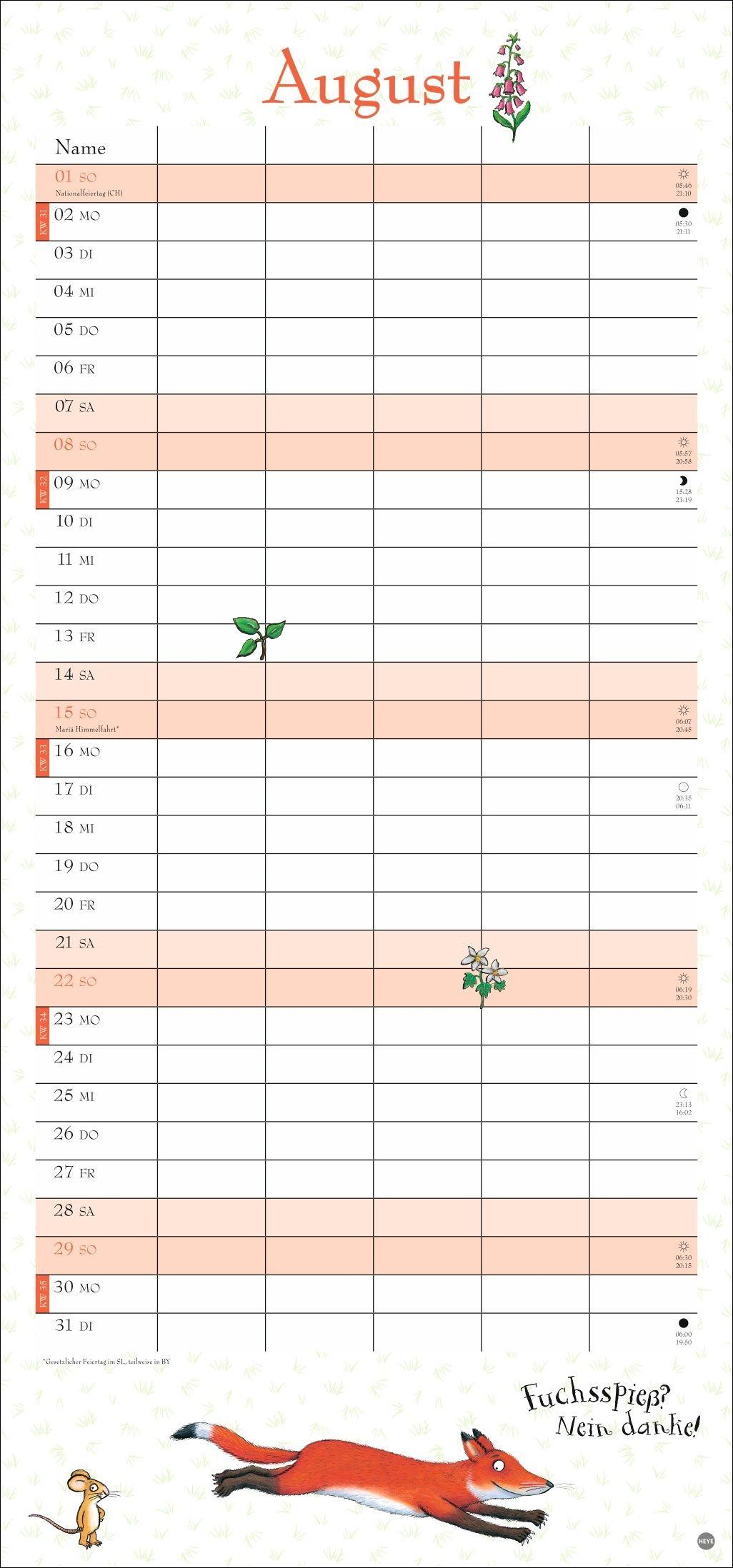 Beispielinhalt (Bild) Der Grüffelo Familienplaner 2027