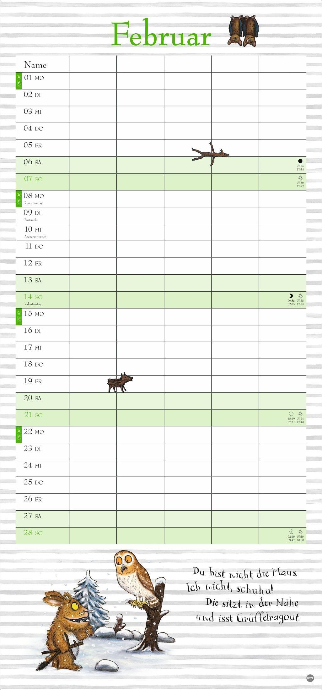 Beispielinhalt (Bild) Der Grüffelo Familienplaner 2027