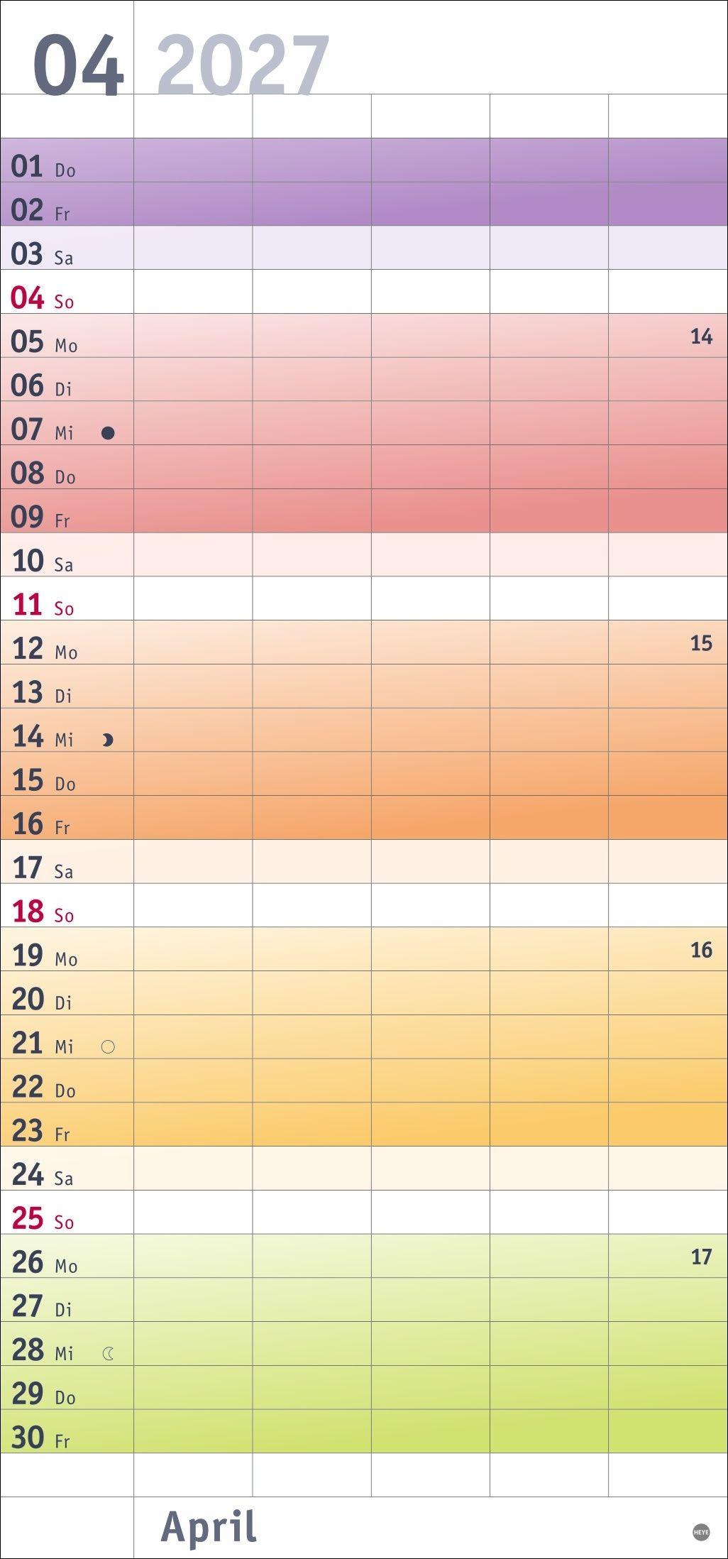 Beispielinhalt (Bild) Bunte Wochen Familienplaner 2027