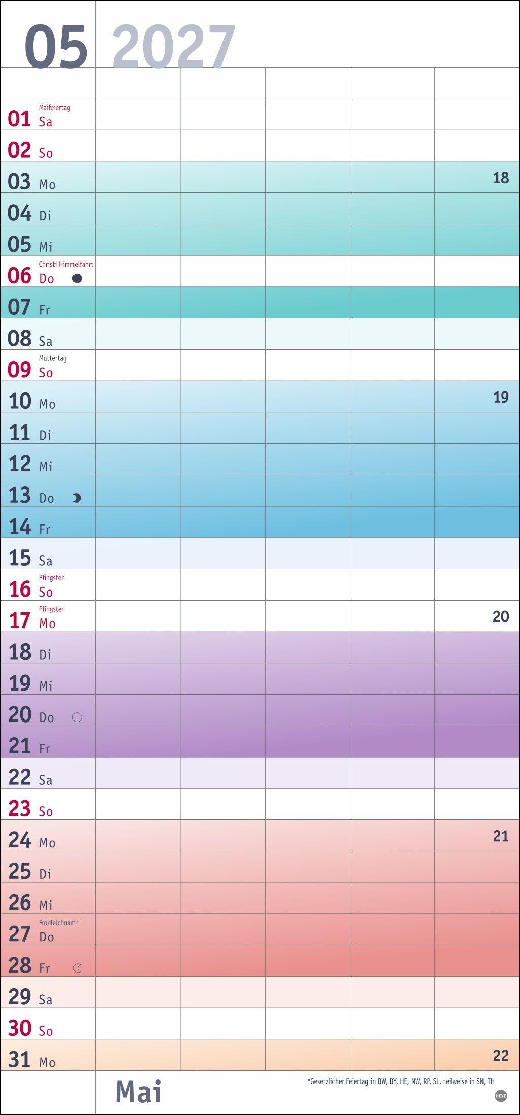 Beispielinhalt (Bild) Bunte Wochen Familienplaner 2027