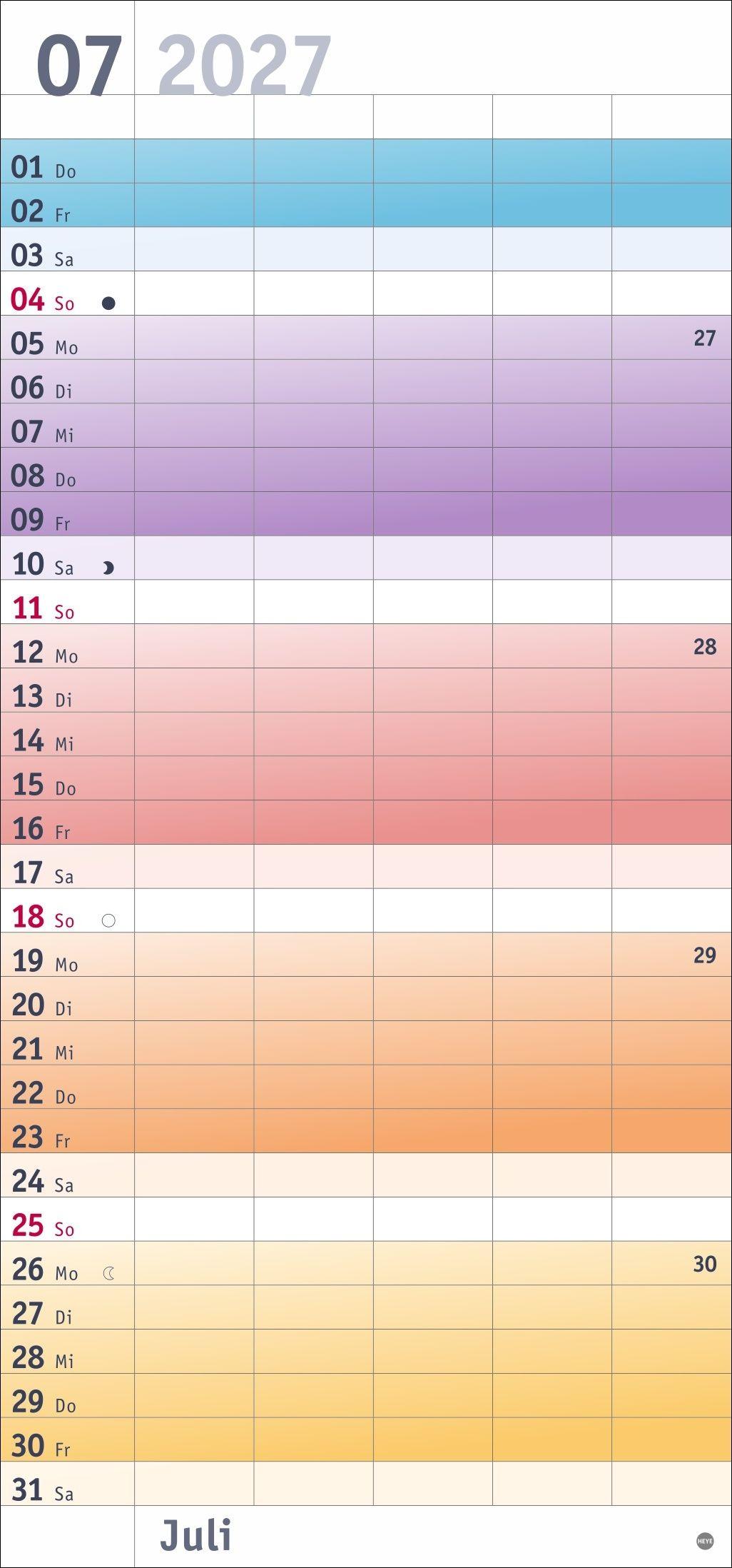 Beispielinhalt (Bild) Bunte Wochen Familienplaner 2027