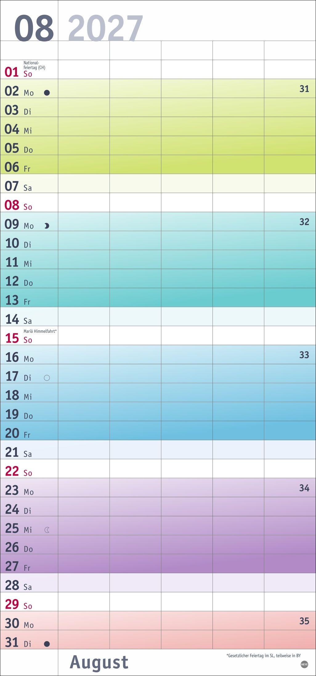 Beispielinhalt (Bild) Bunte Wochen Familienplaner 2027