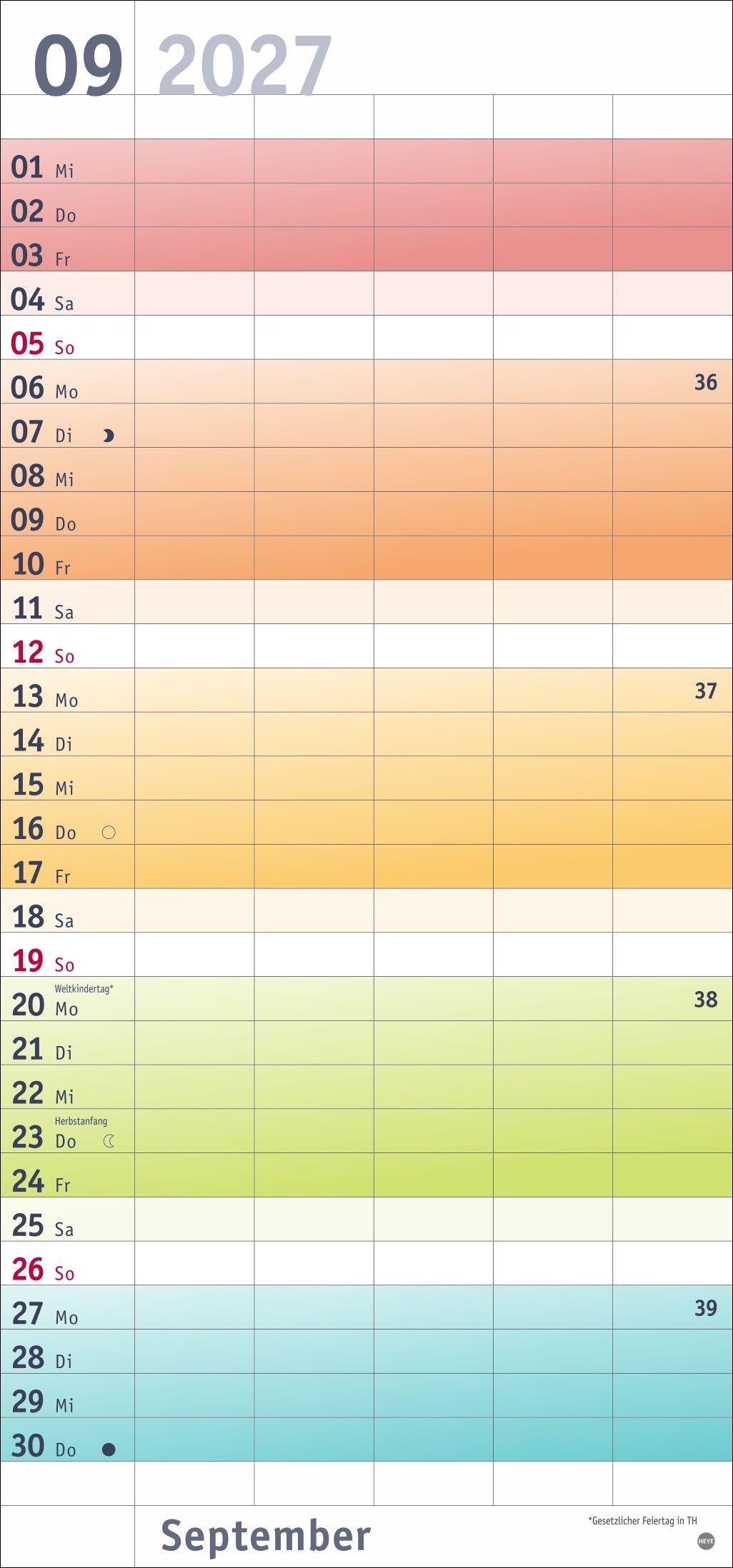 Beispielinhalt (Bild) Bunte Wochen Familienplaner 2027