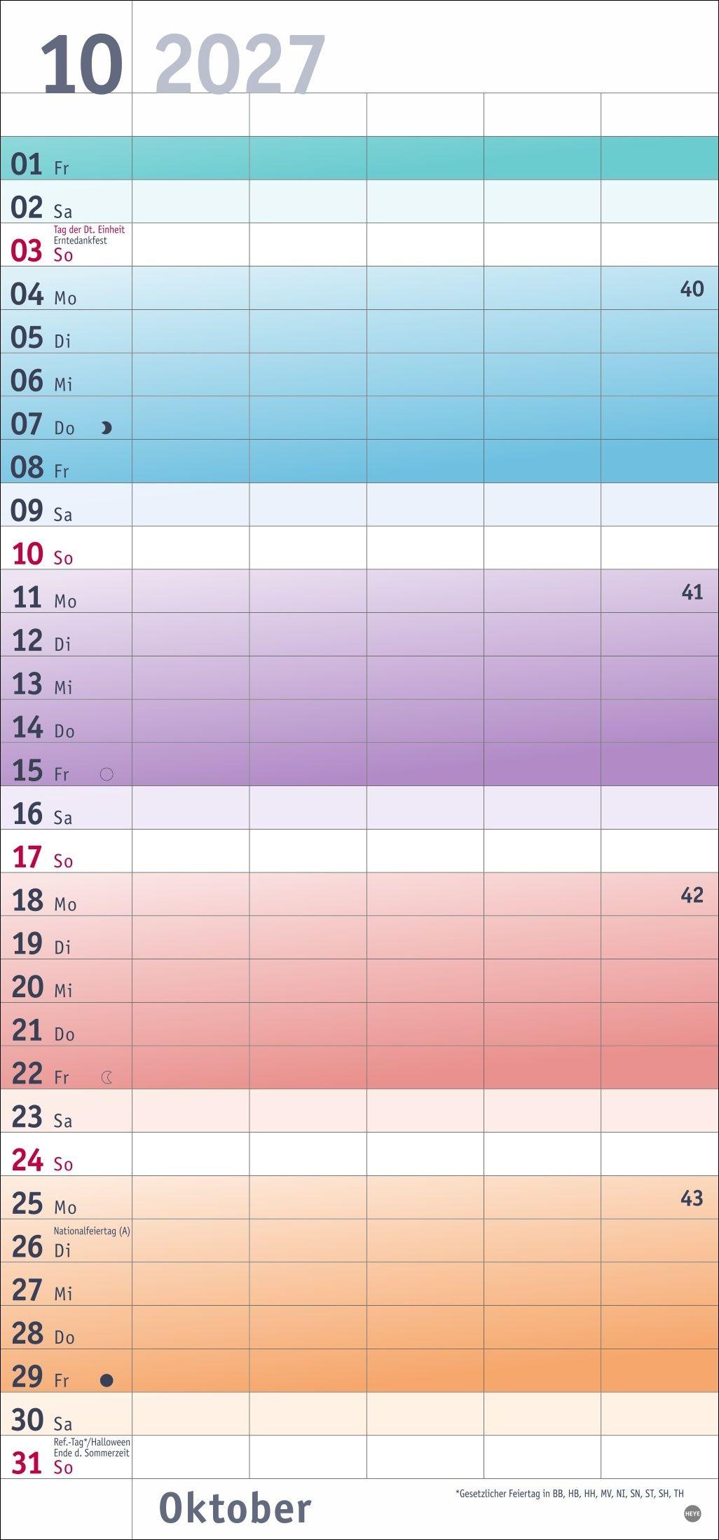 Beispielinhalt (Bild) Bunte Wochen Familienplaner 2027