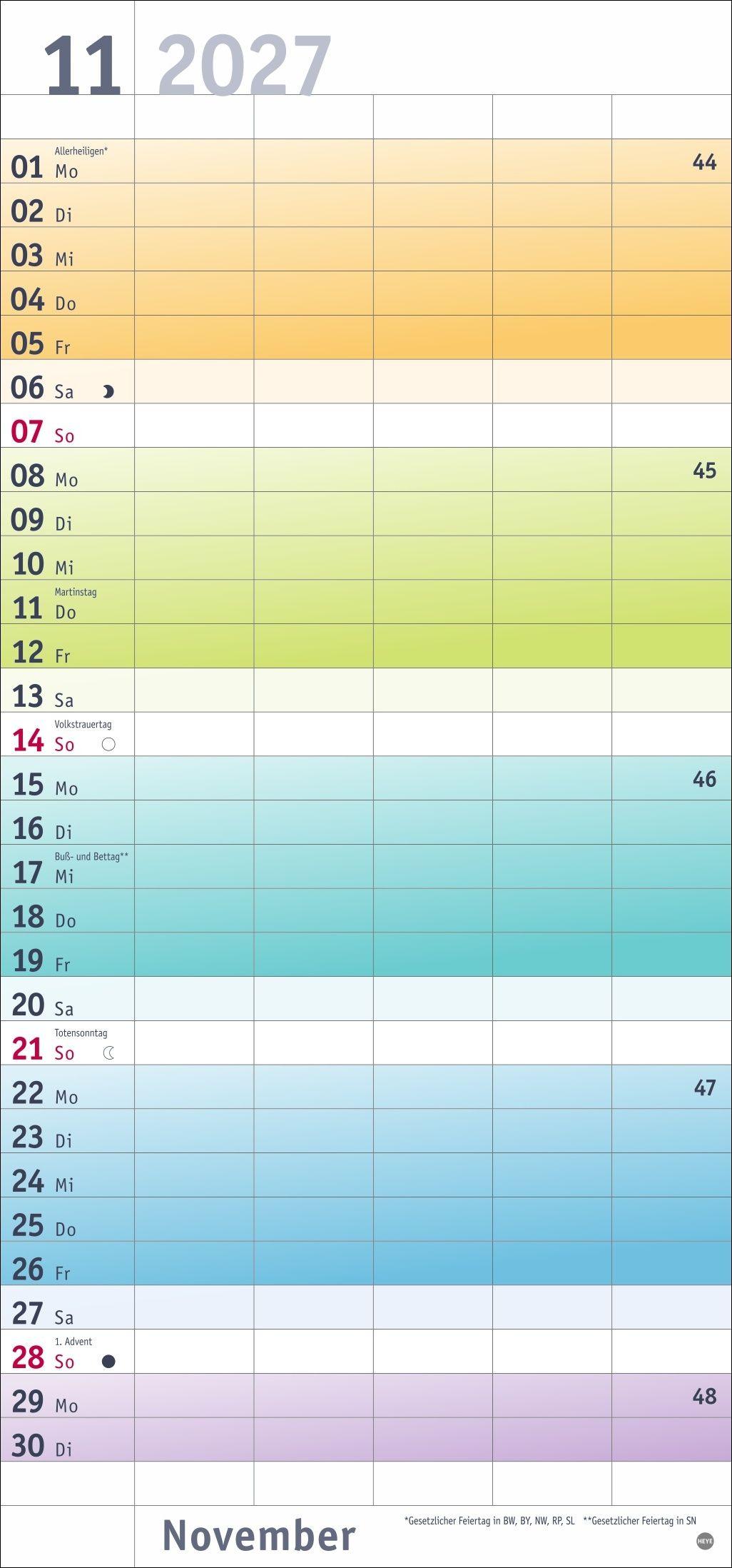 Beispielinhalt (Bild) Bunte Wochen Familienplaner 2027