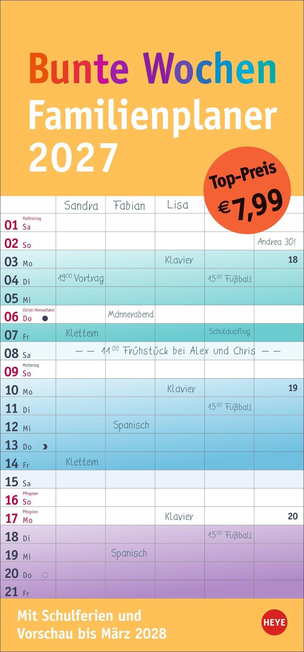 Vorderes Coverbild Bunte Wochen Familienplaner 2027