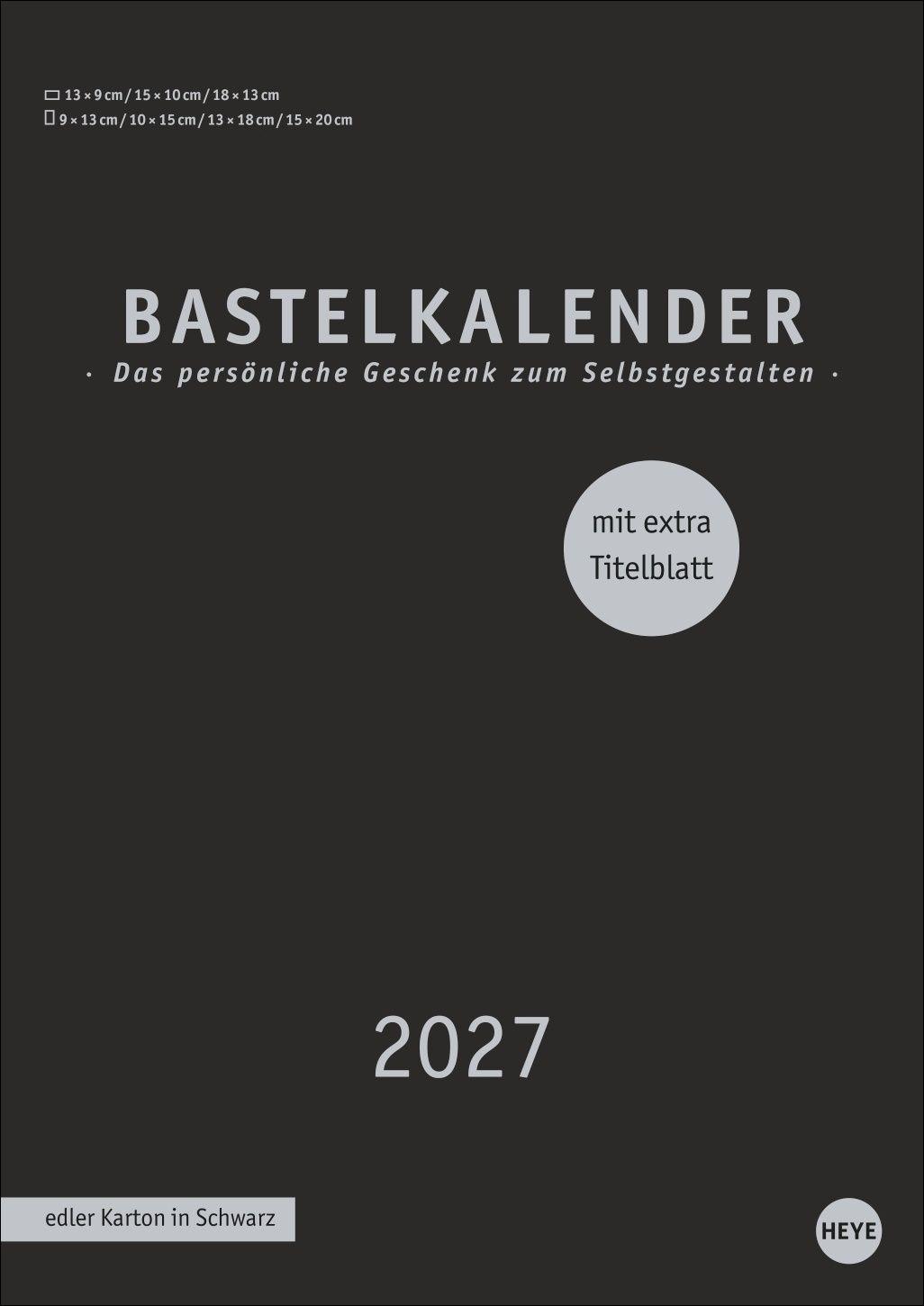 Vorderes Coverbild Premium-Bastelkalender schwarz A4 2027