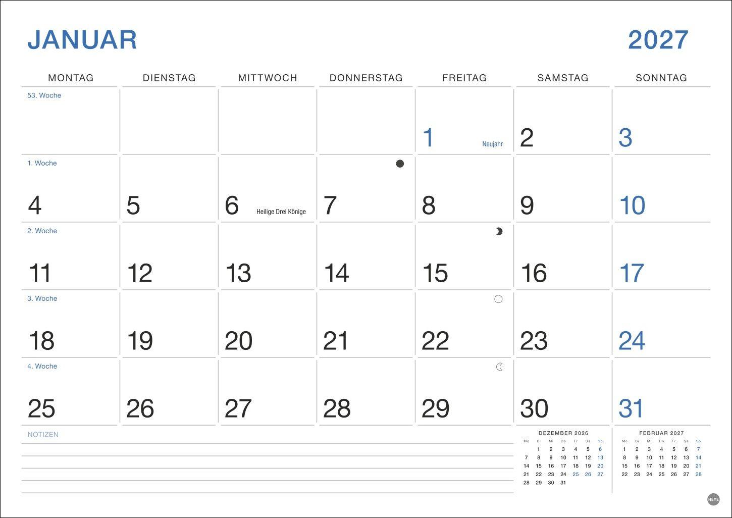 Beispielinhalt (Bild) Büro Monatsplaner 2027